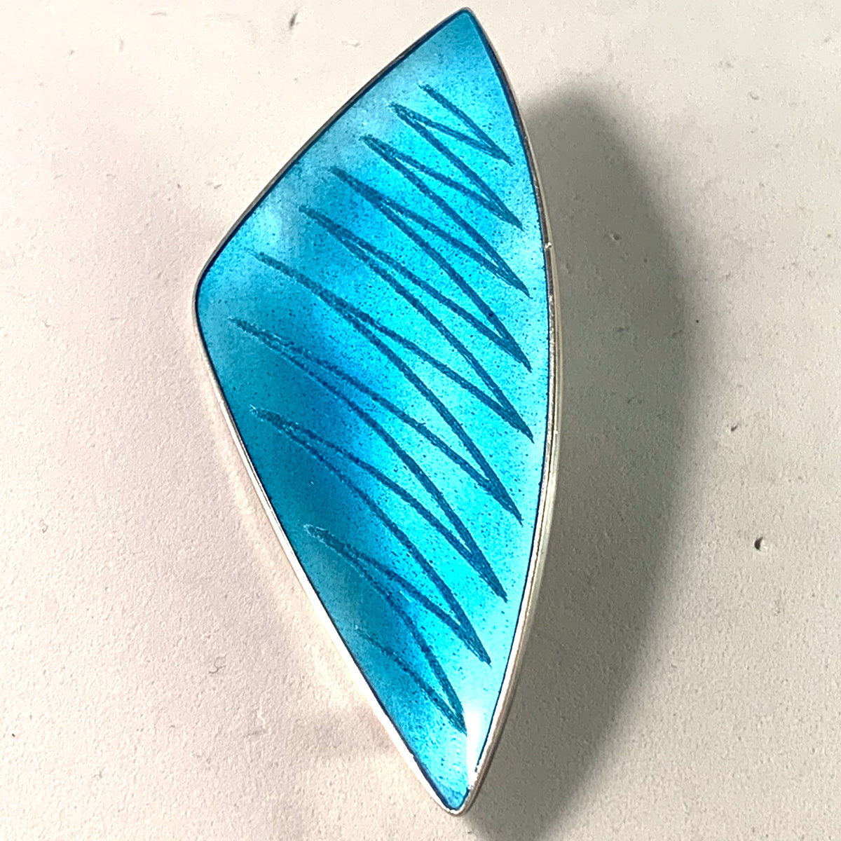 Eigil Jensen for Anton Michelsen, Denmark 1970s Sterling Enamel Brooch.