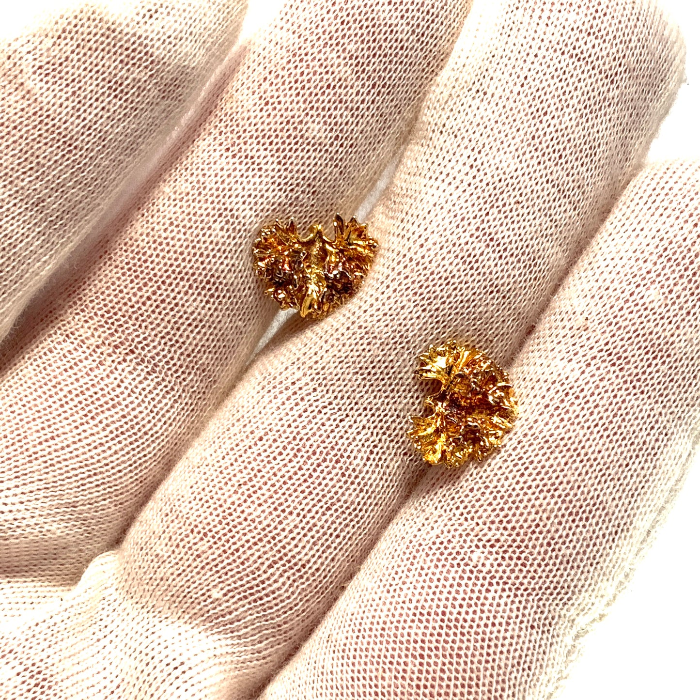 Flora Danica, Denmark. Vintage Gilt Sterling Silver Stud Earrings.