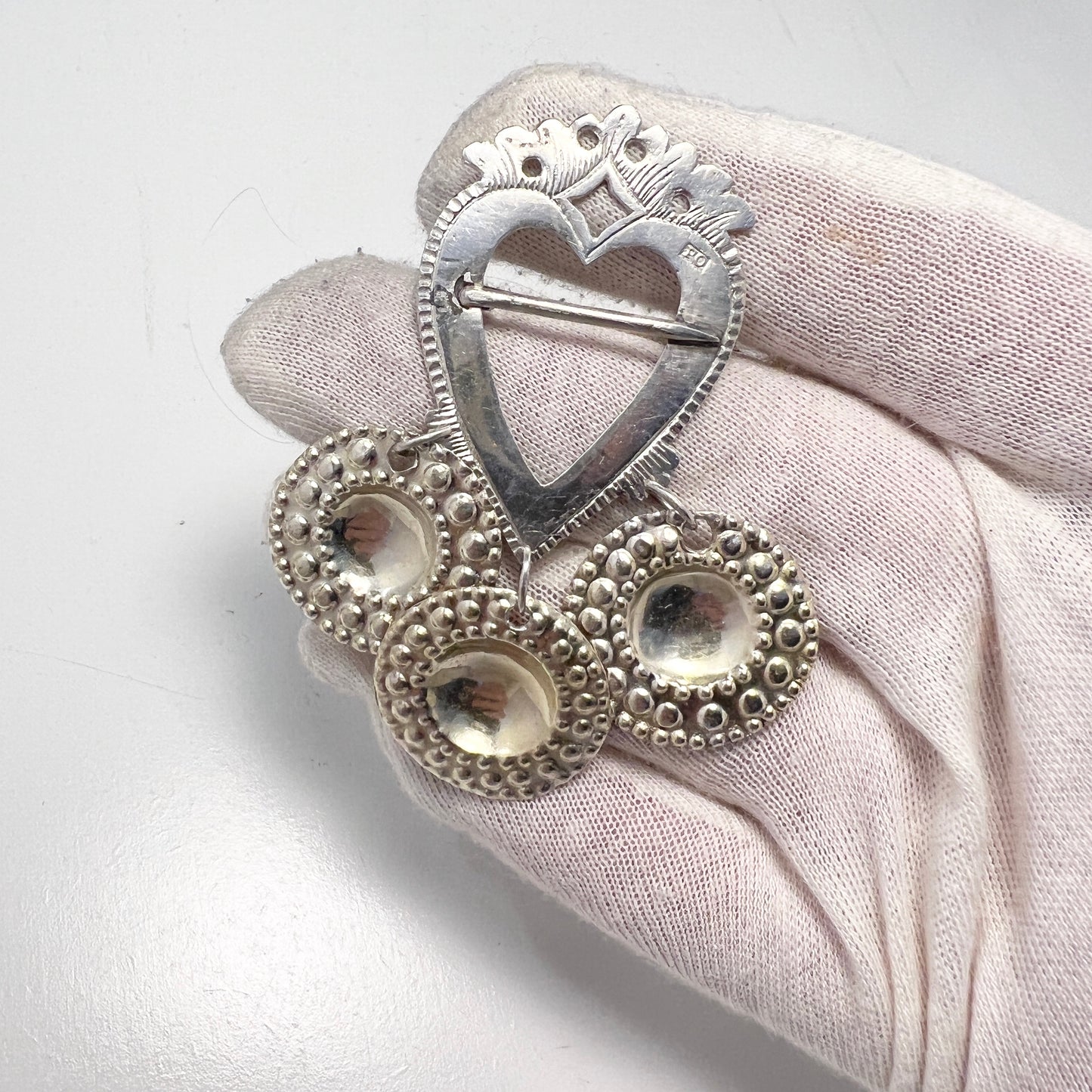 Peter Ohlijn, Sweden 1777-1801. Antique Georgian Solid Silver Wedding Gift Brooch.