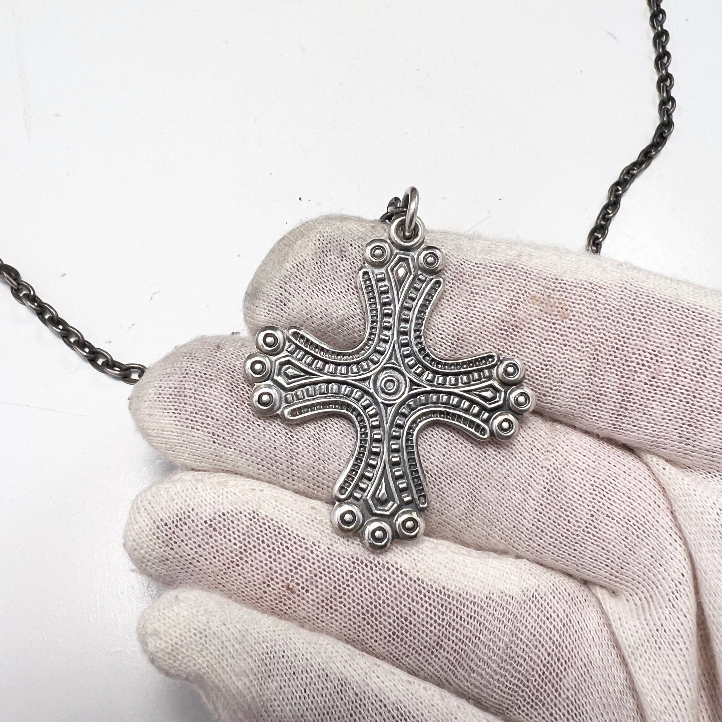 Kalevala Koru, Finland. Vintage Silver Plated Bronze Pendant Necklace.