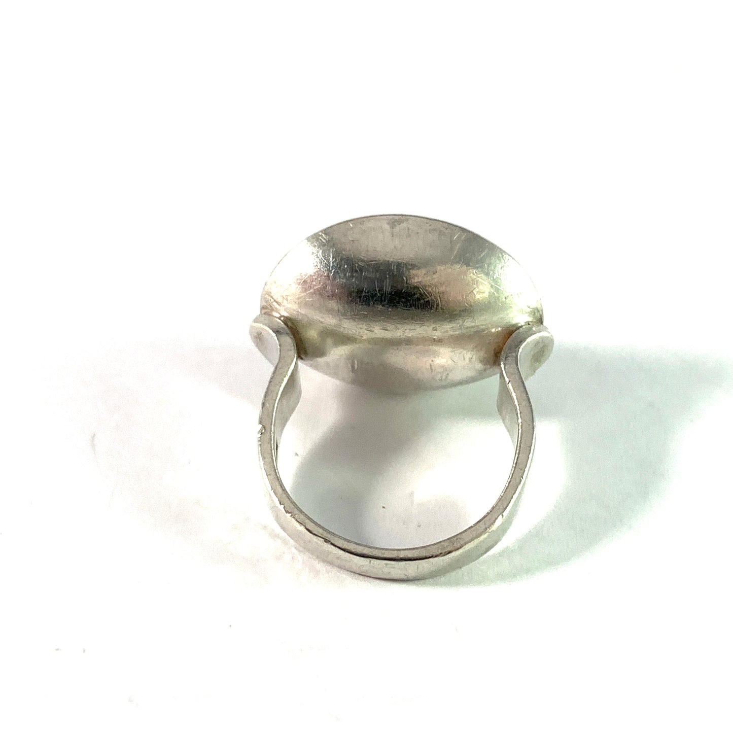 Sigurd Persson for Stigbert, Sweden 1953. Sterling Silver Chrysoprase Ring.