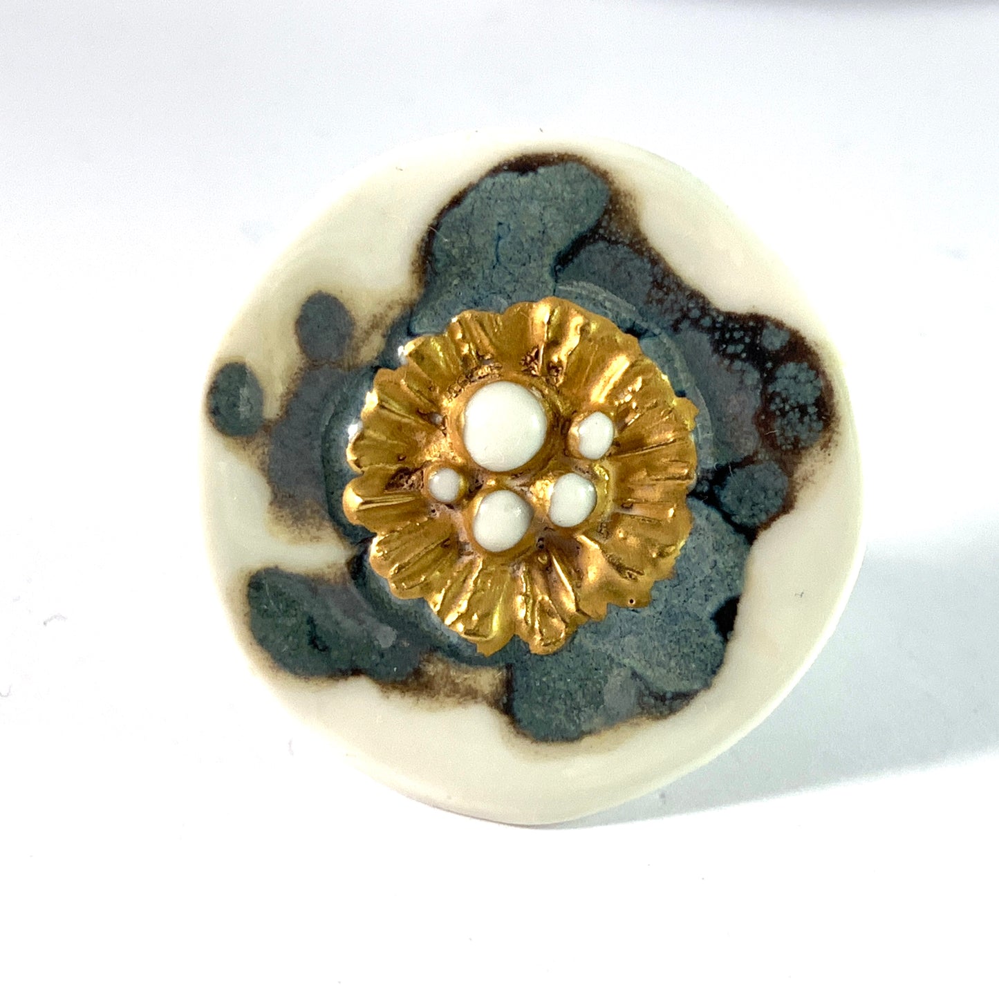 Anton Michelsen Royal Copenhagen 1960s Bold Sterling Silver Porcelain Ring.