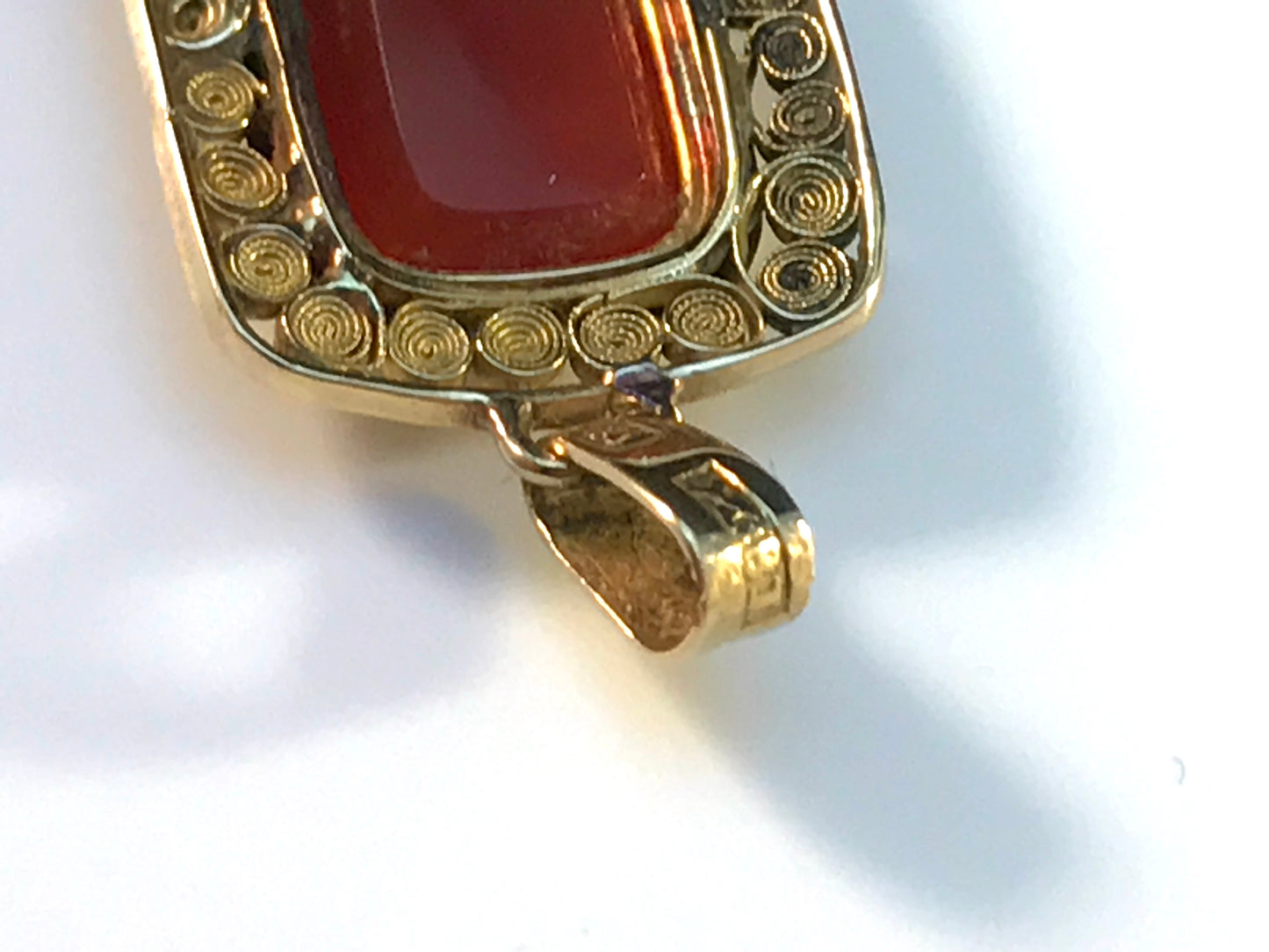 Carl Fredrik Lilja, Sweden year 1838 Early Victorian 18k Gold Carnelian Pendant.