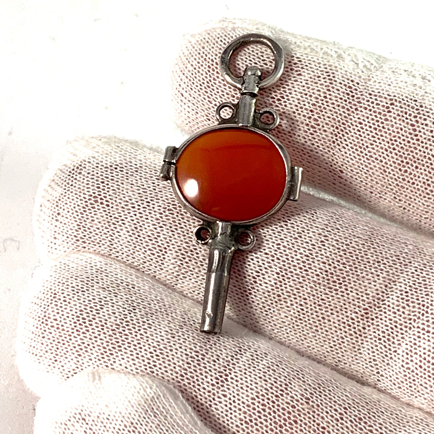 Sweden, Victorian Silver Carnelian Watch Key Pendant.