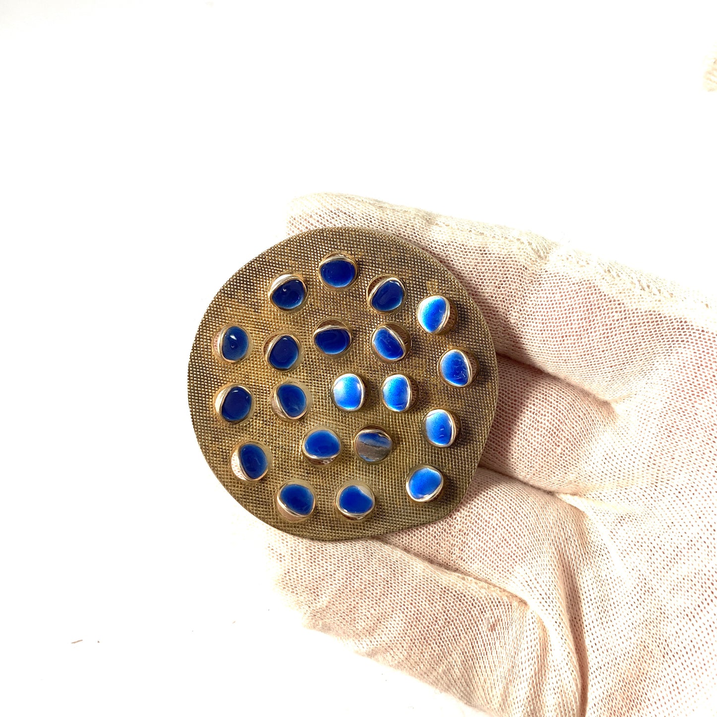 Grete Prytz Kittelsen for J.Tostrup Norway 1960s. Large Sterling Silver Blue Enamel Brooch.