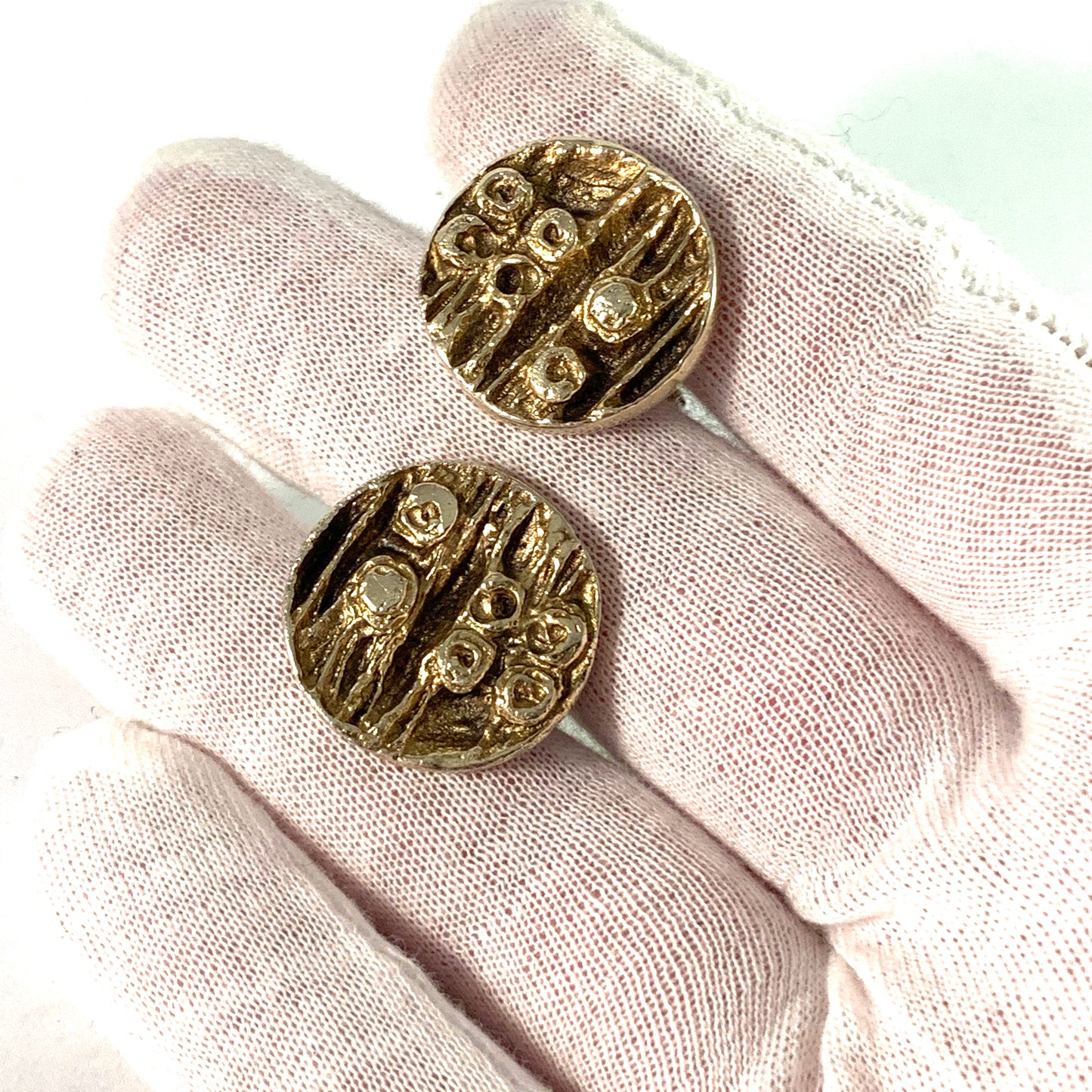 Vintage 1960s Gilt 935 Sterling Silver Large Pair of Cufflinks.