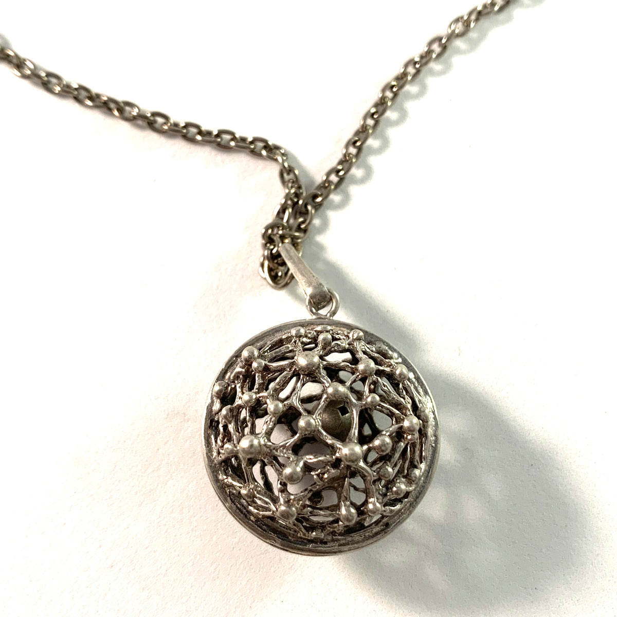 Belda Smycken, Sweden 1971 Sterling Pregnancy Harmony Ball Pendant Necklace