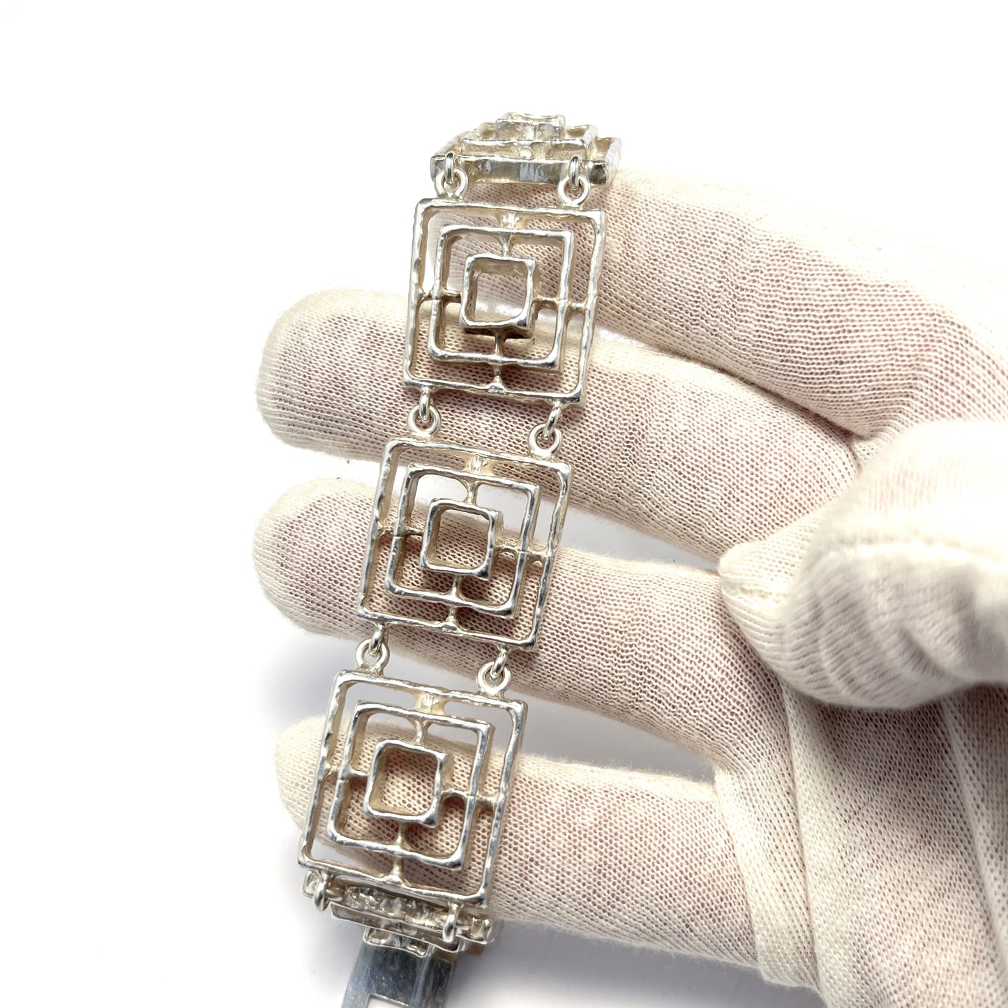 G. Dunker, Norway 1960-70s Vintage Modernist Solid Silver Heavy Bracelet.