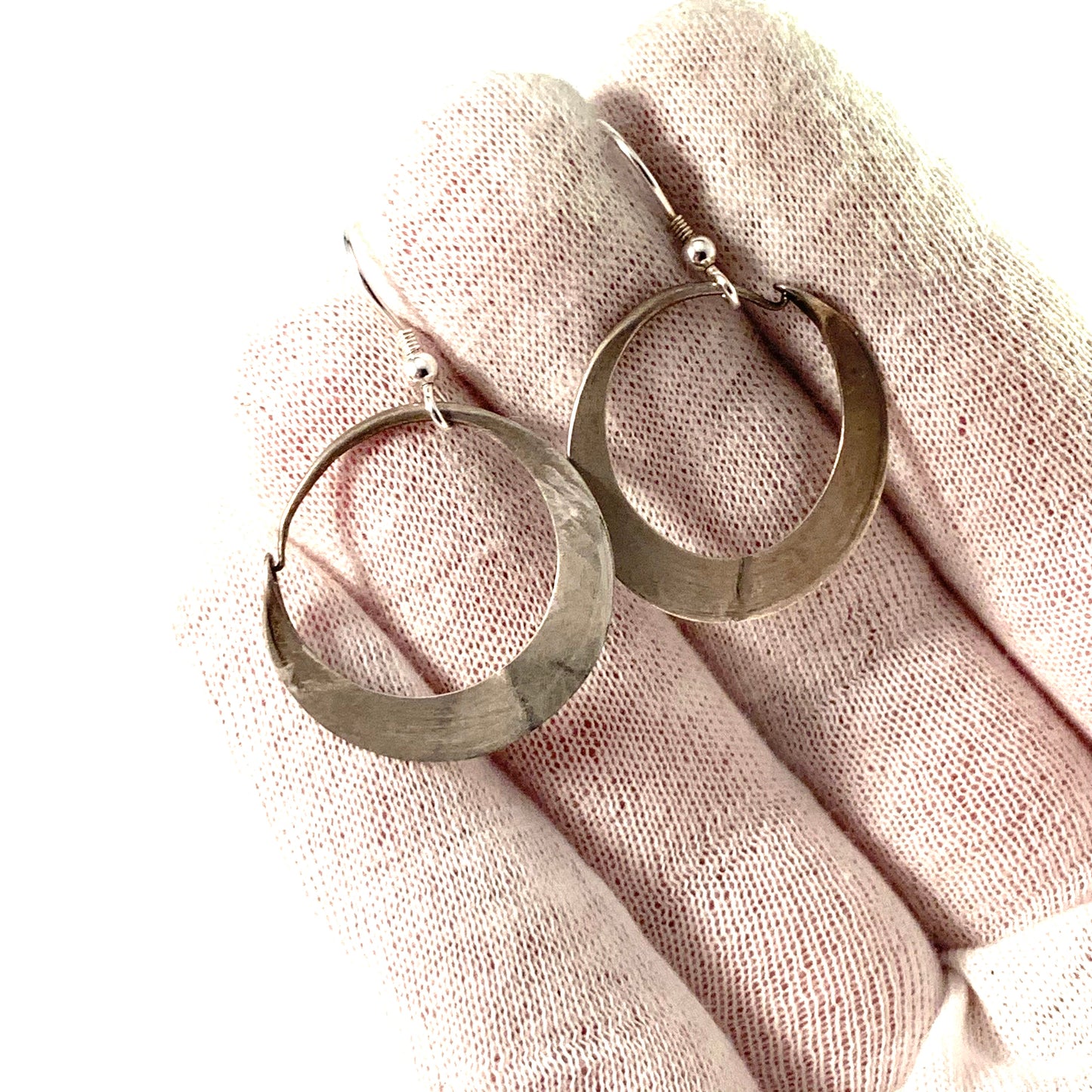 Lars Lundin, Sweden 1849-53 Early Victorian Solid Silver Earrings. New Hooks.