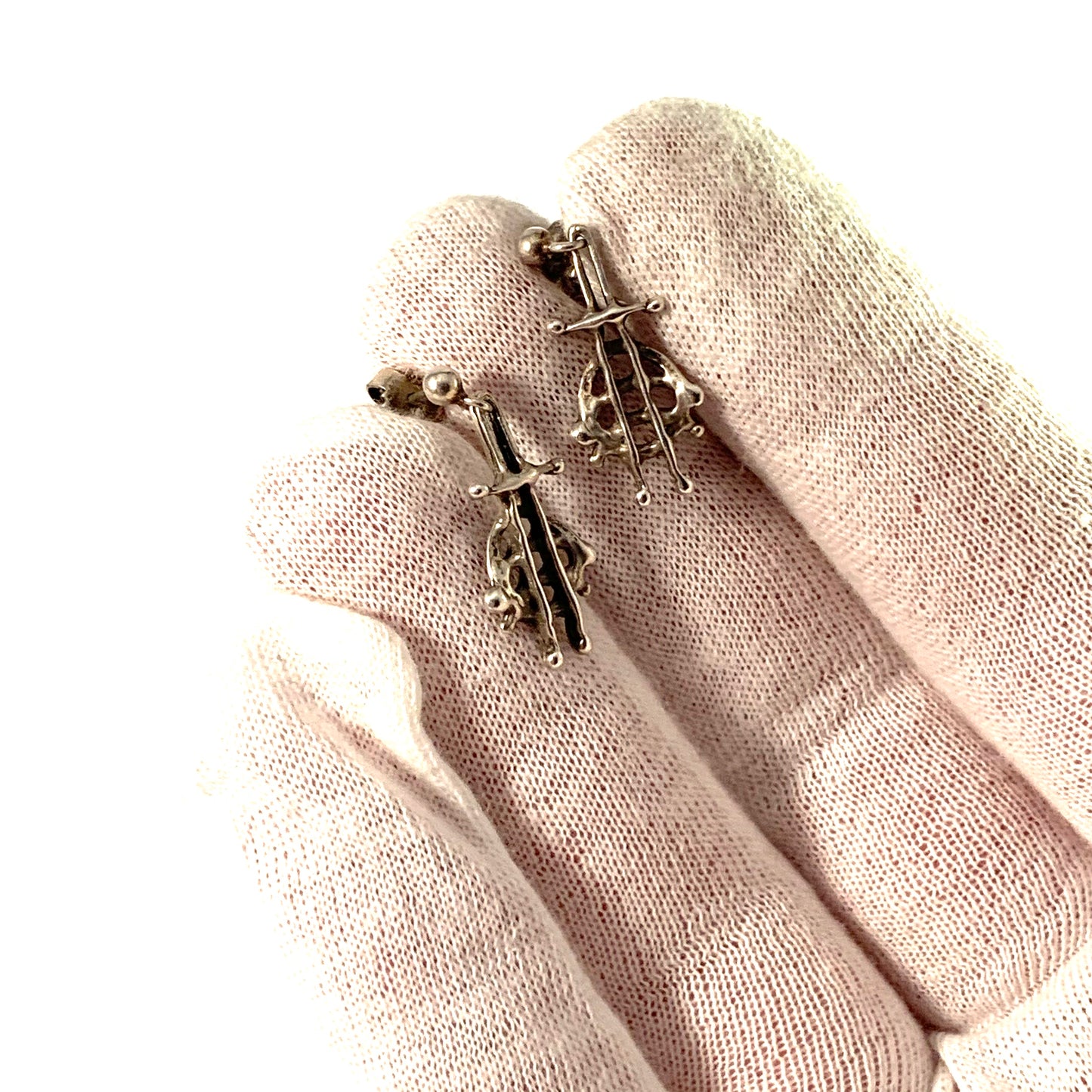 Else and Paul, Norway 1960s Modernist Sterling Silver Pair of Earrings.