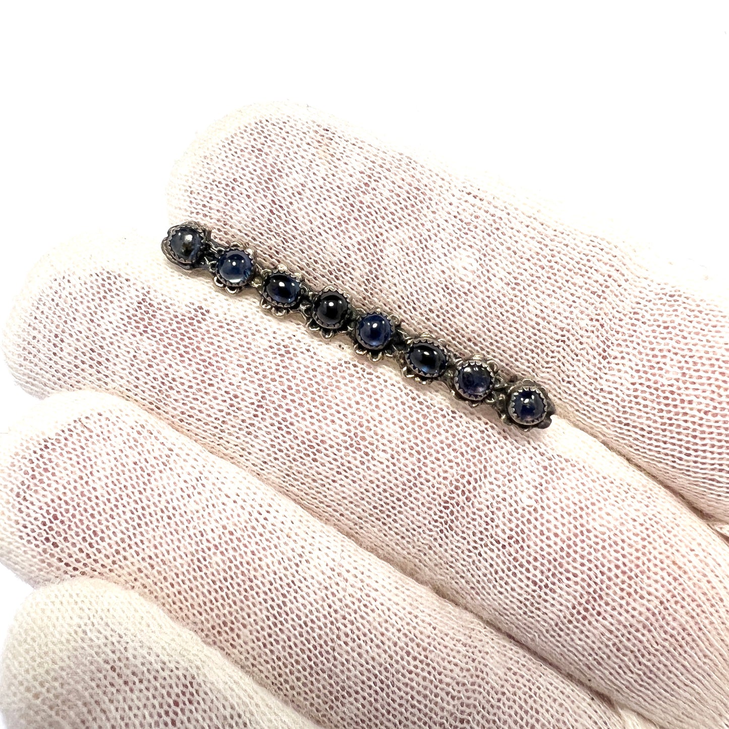 Antique Austro-Hungarian Silver Synthetic Sapphire Brooch Pin.