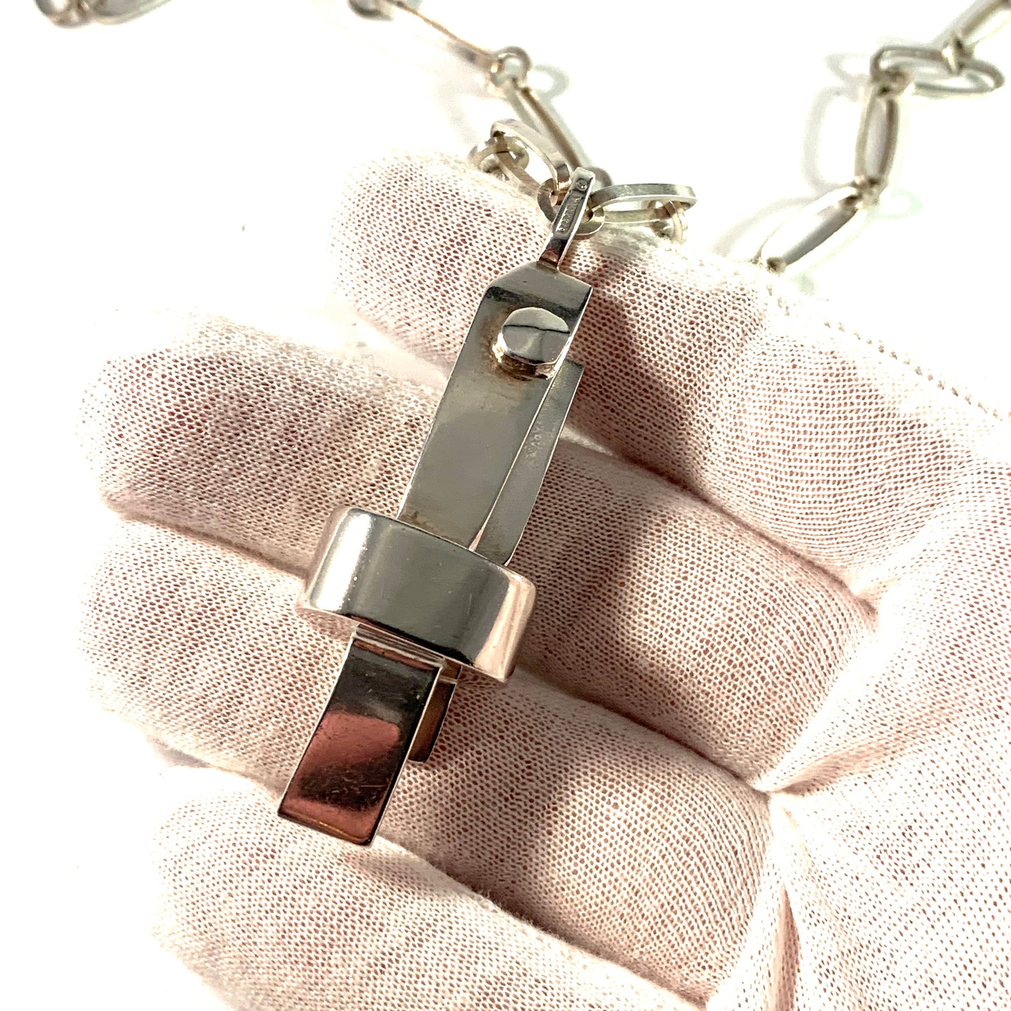 Claes E Giertta, Sweden 1977 Massive Modernist Sterling Silver Pendant Necklace.