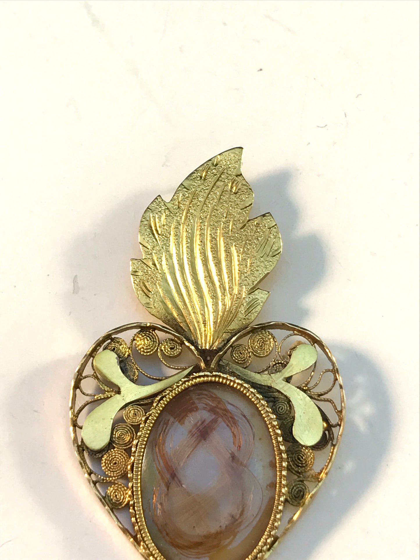 Kjellberg, Sweden year 1805-19. Georgian 20k Gold Ex Voto Sacred Heart Mourning Hair Locket