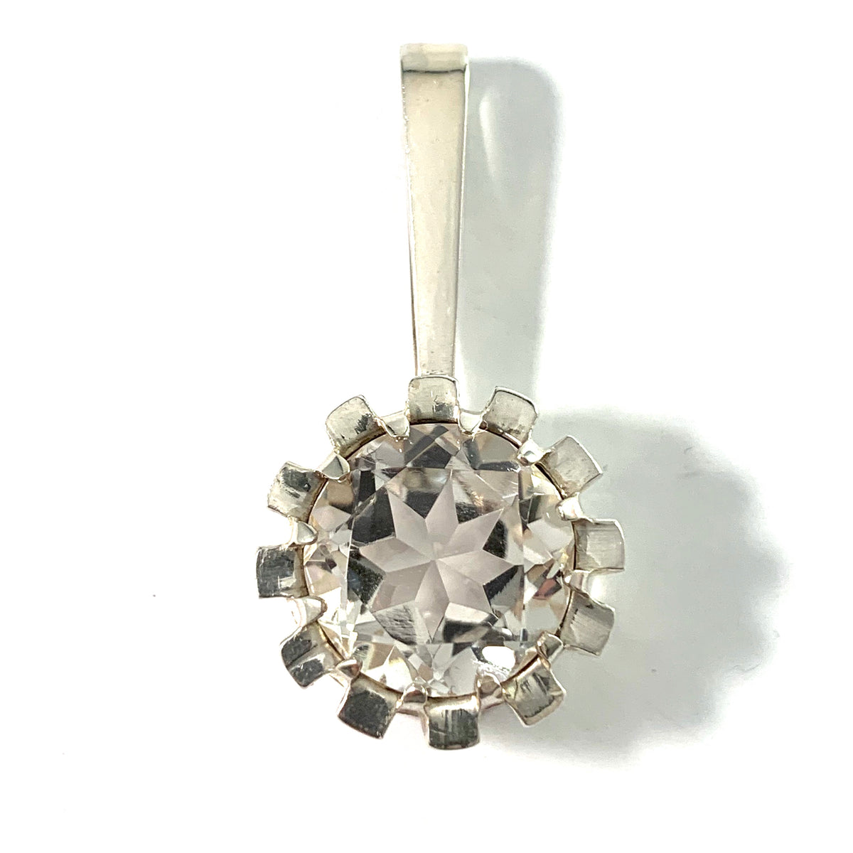 Bengt Hallberg, Sweden 1974 Modernist Sterling Silver Rock Crystal Pendant.