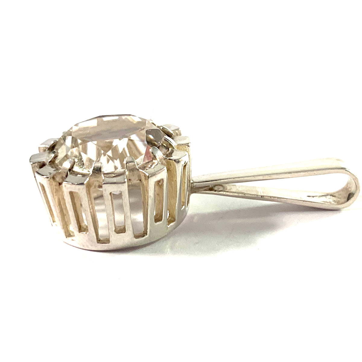 Bengt Hallberg, Sweden 1974 Modernist Sterling Silver Rock Crystal Pendant.