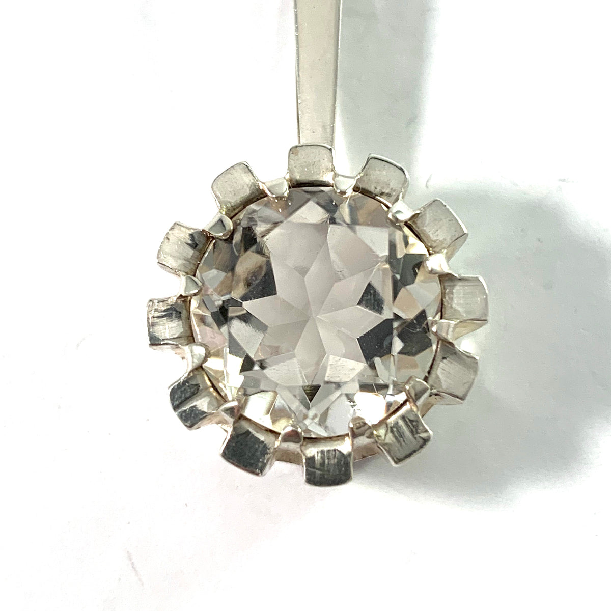 Bengt Hallberg, Sweden 1974 Modernist Sterling Silver Rock Crystal Pendant.