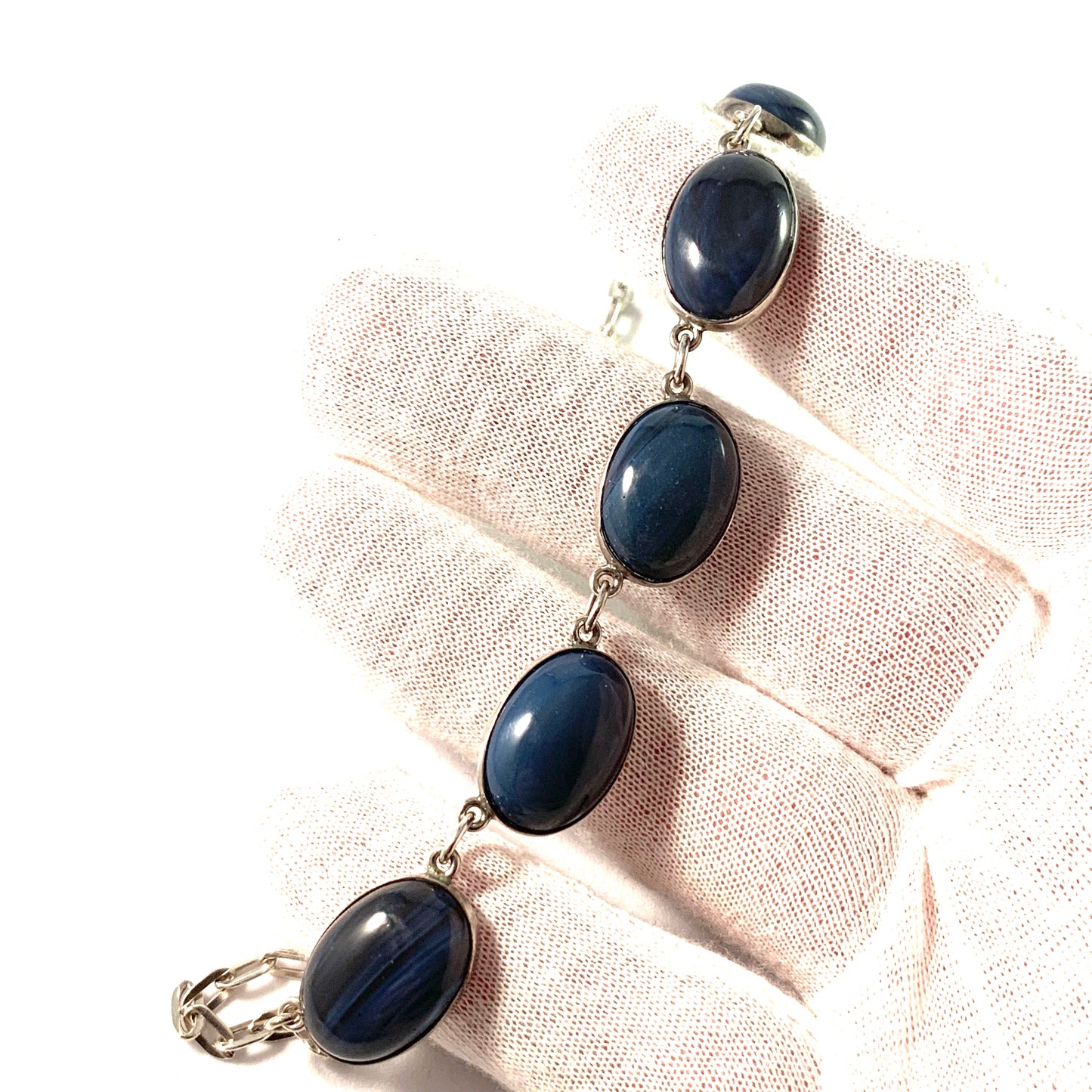 E Lindgren, Sweden 1973 Sterling Silver Bergslagen-Stone Necklace