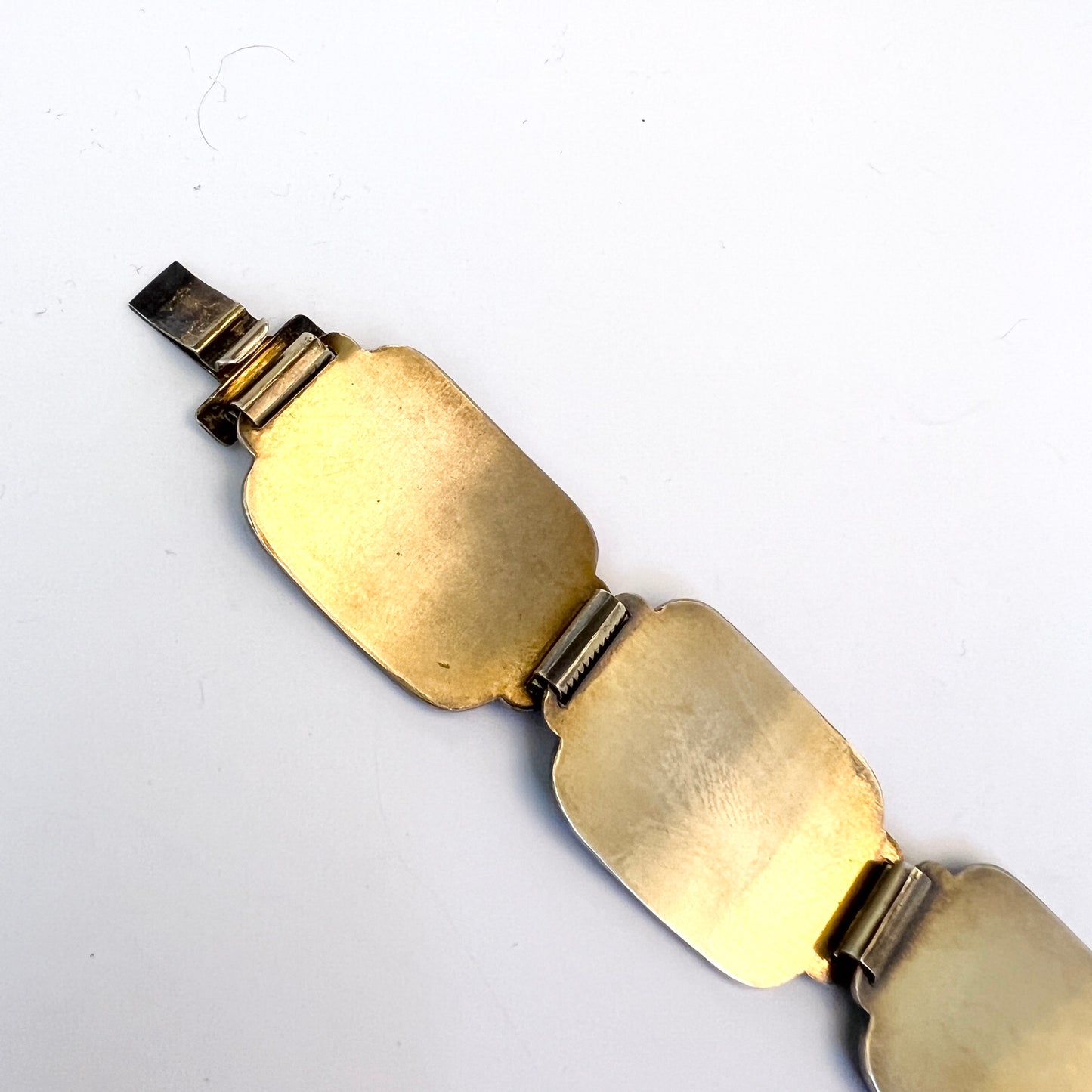 N.M Thune Norway 1950s. Sterling Silver Green Enamel Wedding Bracelet.