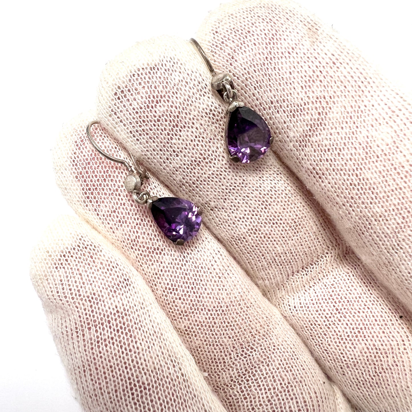 Risto Orell, Finland. Vintage Sterling Silver Amethyst Earrings.