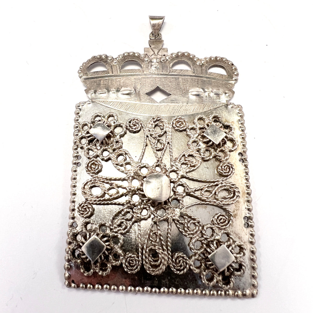 Søren P Engel, Denmark, 1835-1853. Early Victorian Large Solid Silver Pendant.