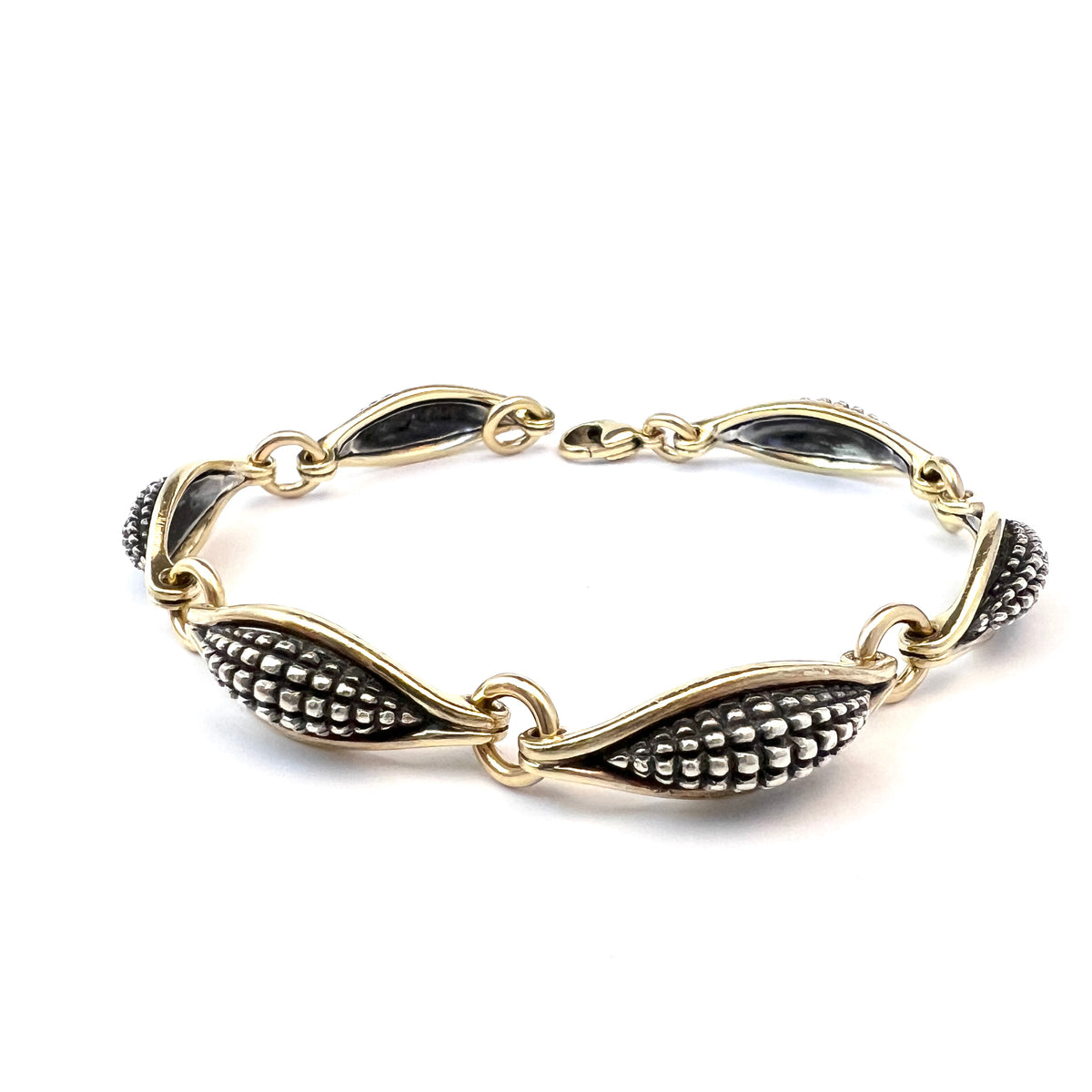 ジョージ ジェンセン、デザインはレーネ ムンテ。ヴィンテージ 18K ゴールド シルバー ブレスレット。デザイン425B