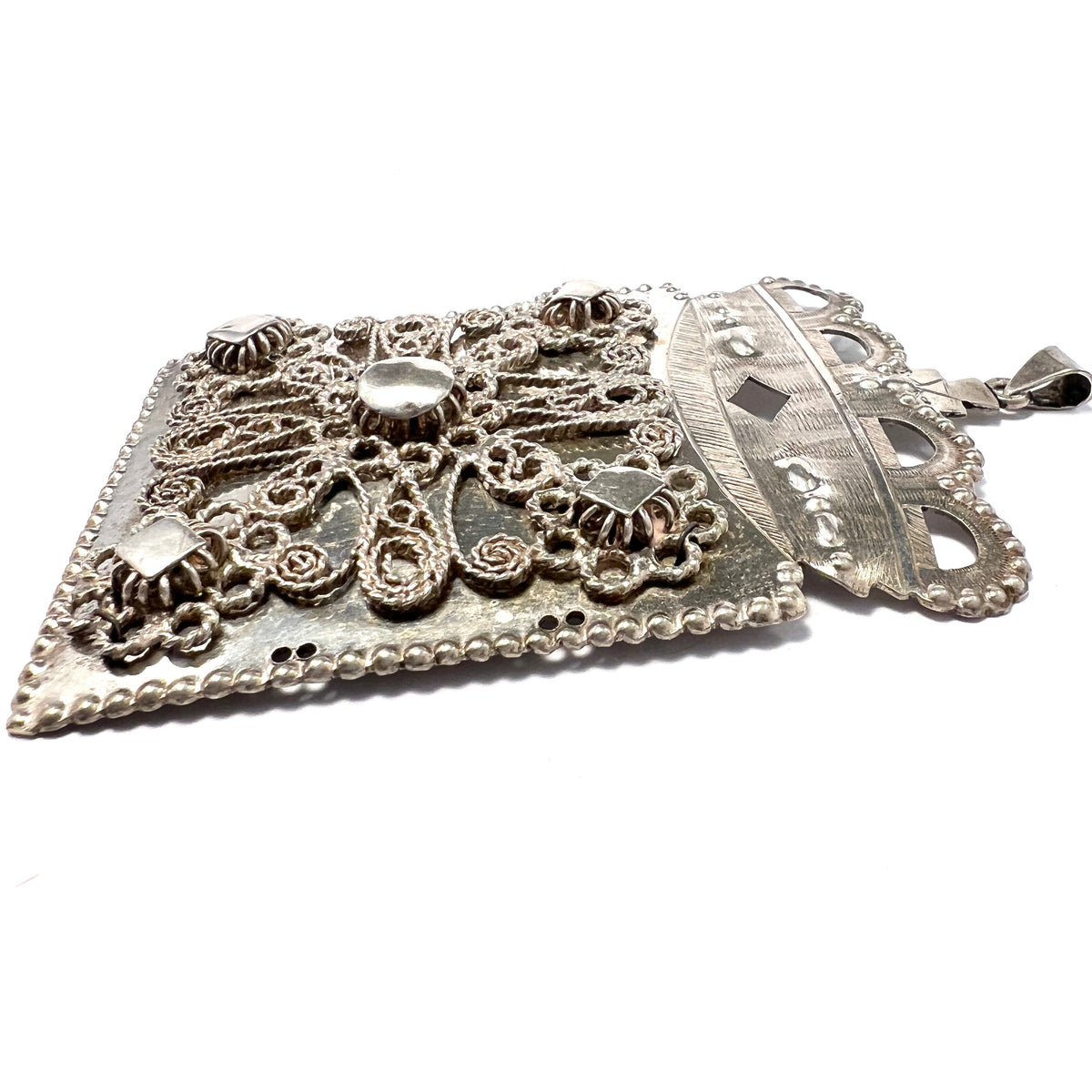 Søren P Engel, Denmark, 1835-1853. Early Victorian Large Solid Silver Pendant.