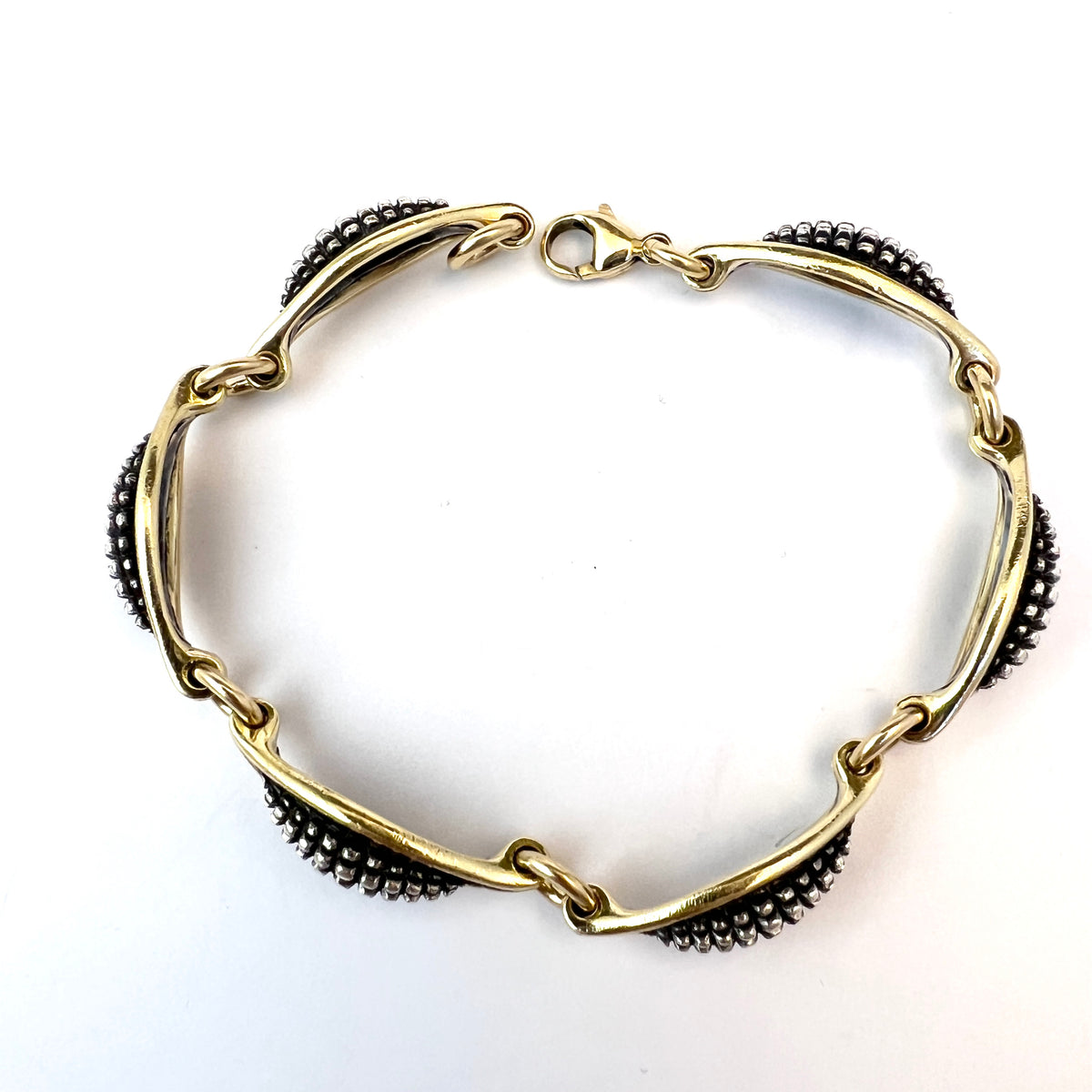 ジョージ ジェンセン、デザインはレーネ ムンテ。ヴィンテージ 18K ゴールド シルバー ブレスレット。デザイン425B