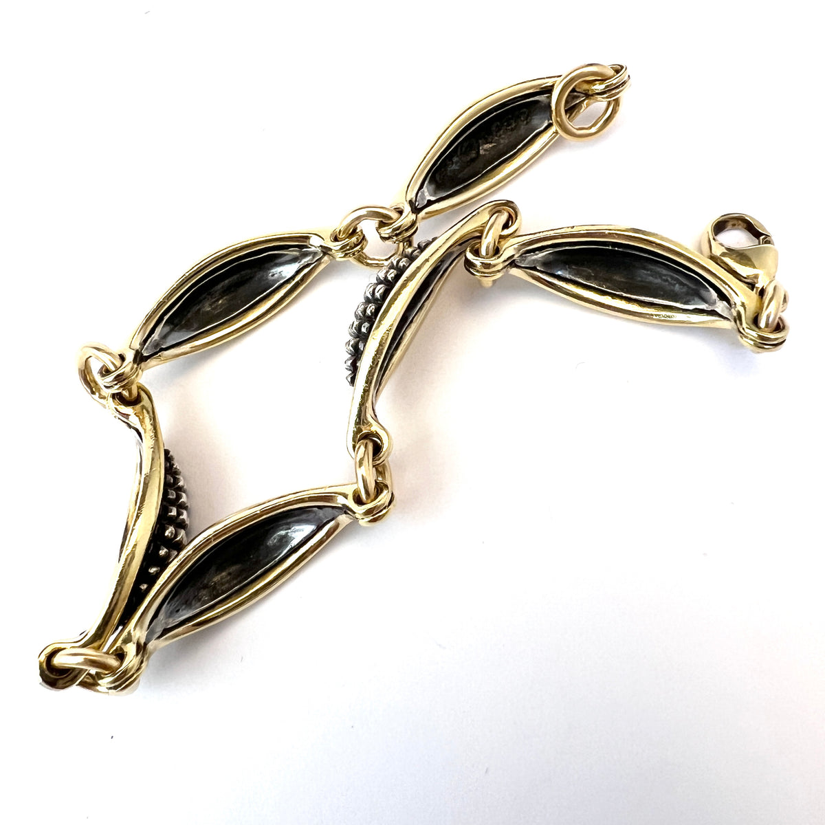 ジョージ ジェンセン、デザインはレーネ ムンテ。ヴィンテージ 18K ゴールド シルバー ブレスレット。デザイン425B