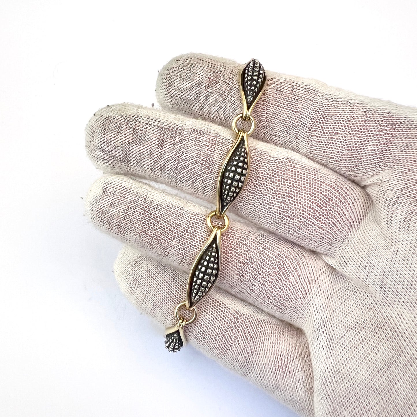 Georg Jensen, Design Lene Munthe. Vintage 18k Gold Silver Bracelet. Design 425B