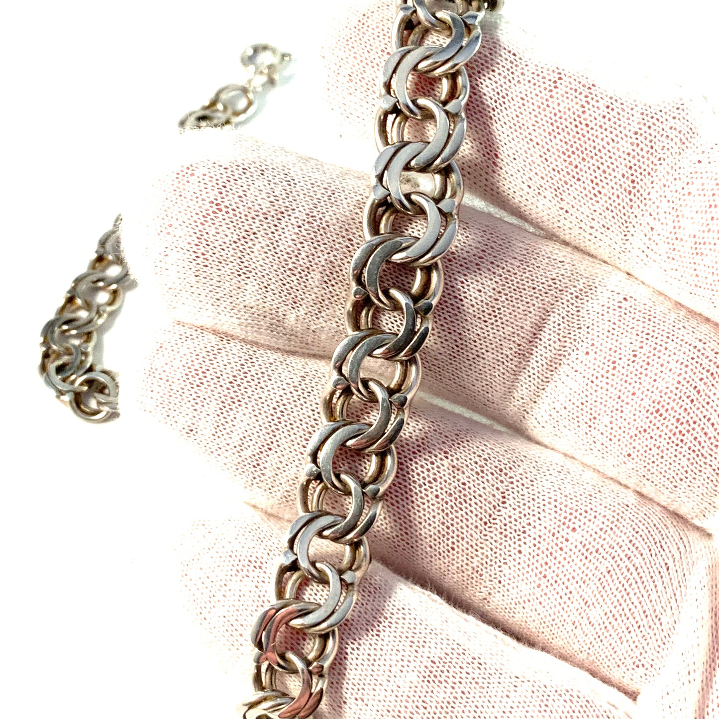 Älvdalssilver, Sweden 1970s Solid 830 Silver Bismark Necklace.