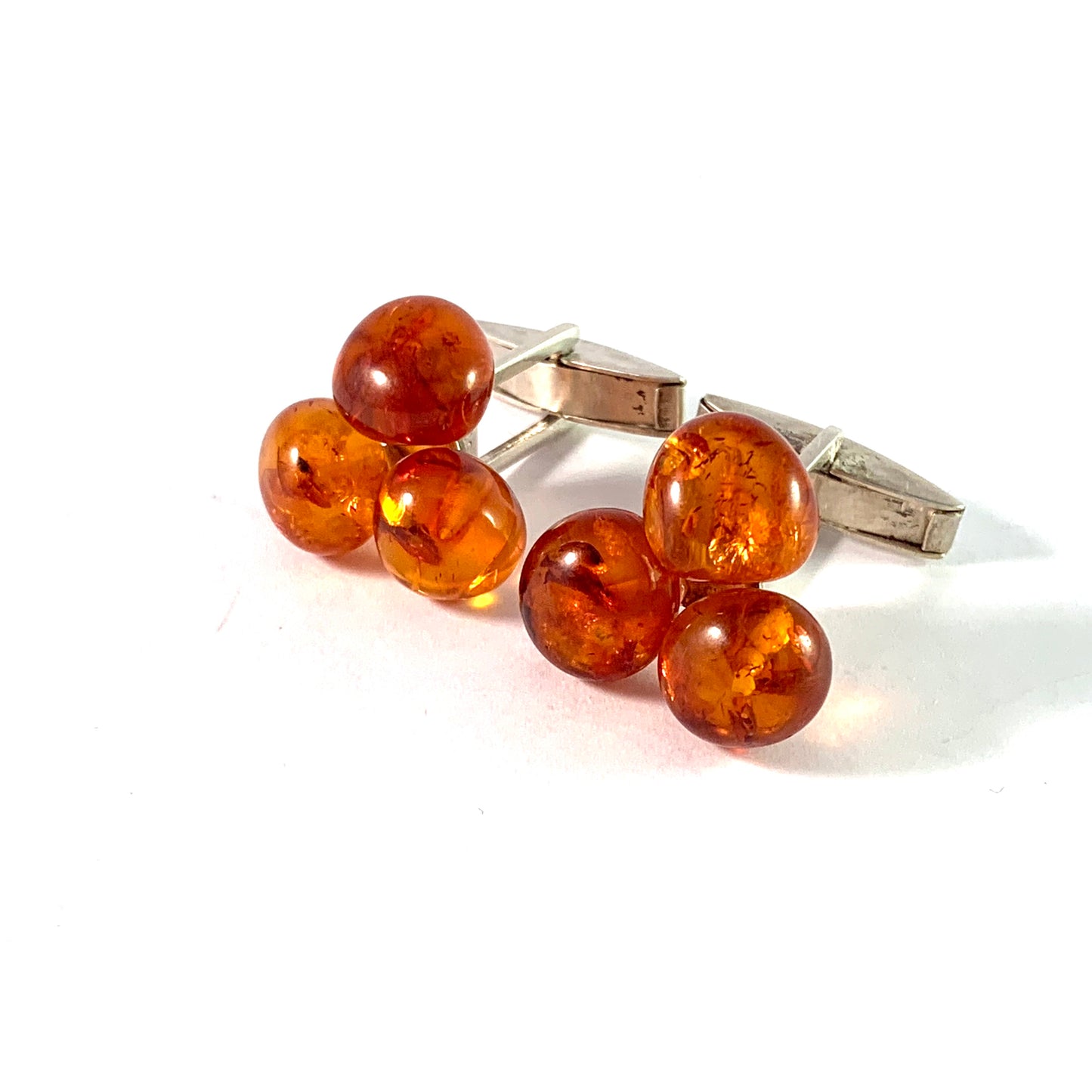 Fischlandschmuck, Germany. Vintage 835 Silver Amber Cufflinks.