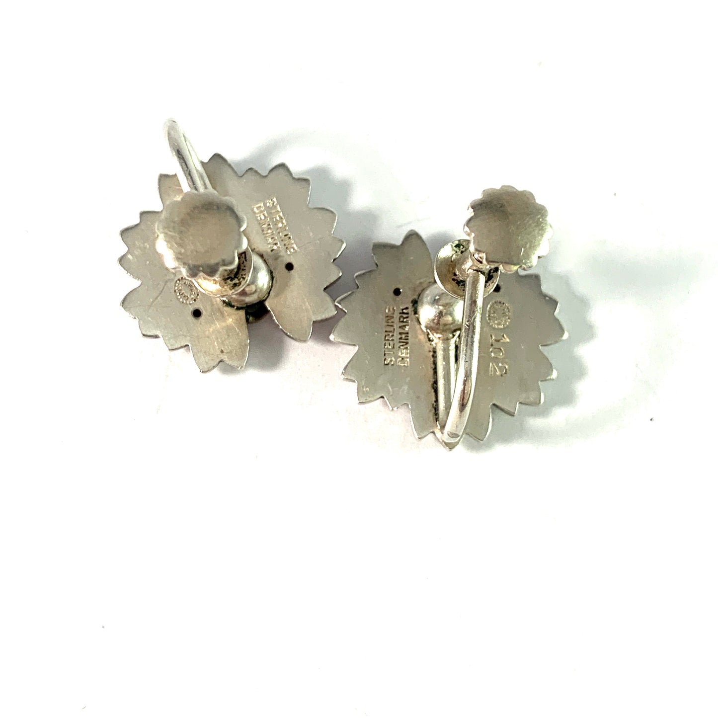 Arno Malinowski, for Georg Jensen, Denmark. Vintage Mid Century Sterling Silver Earrings. Design 102