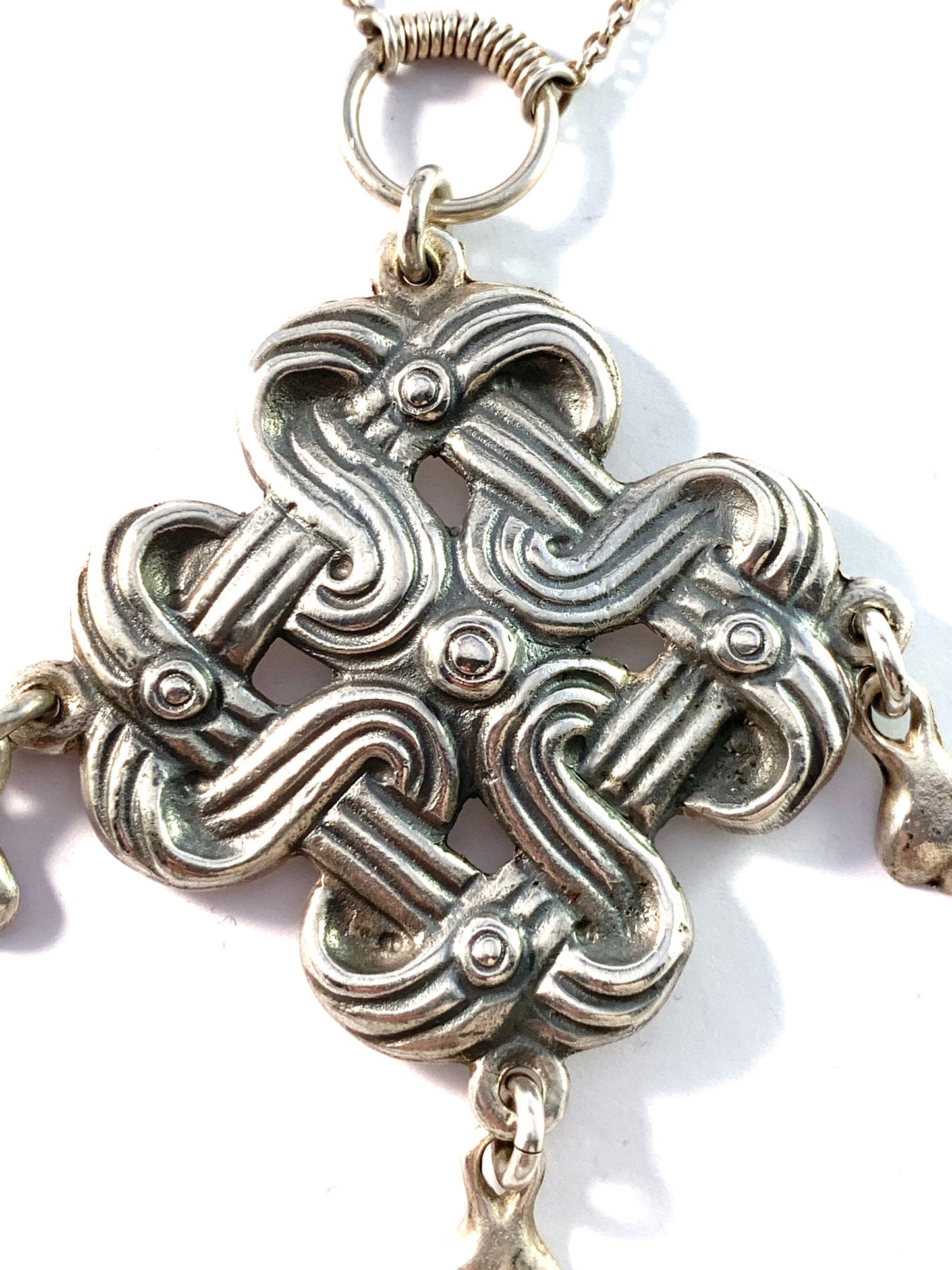 Kalevala Koru, Finland 1967. Vintage Sterling Silver Large Pendant Necklace.