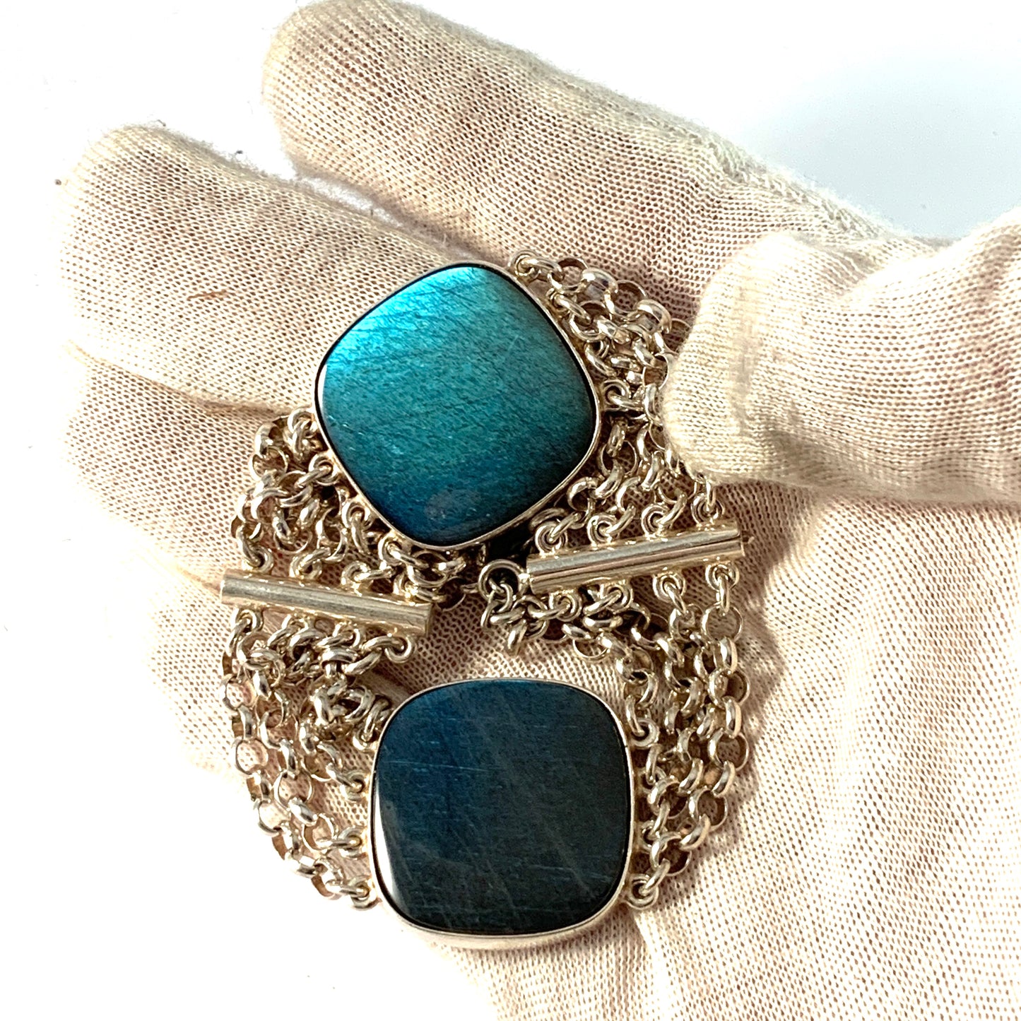 Kalevala Koru, Finland. Vintage Sterling Silver Labradorite Bracelet.