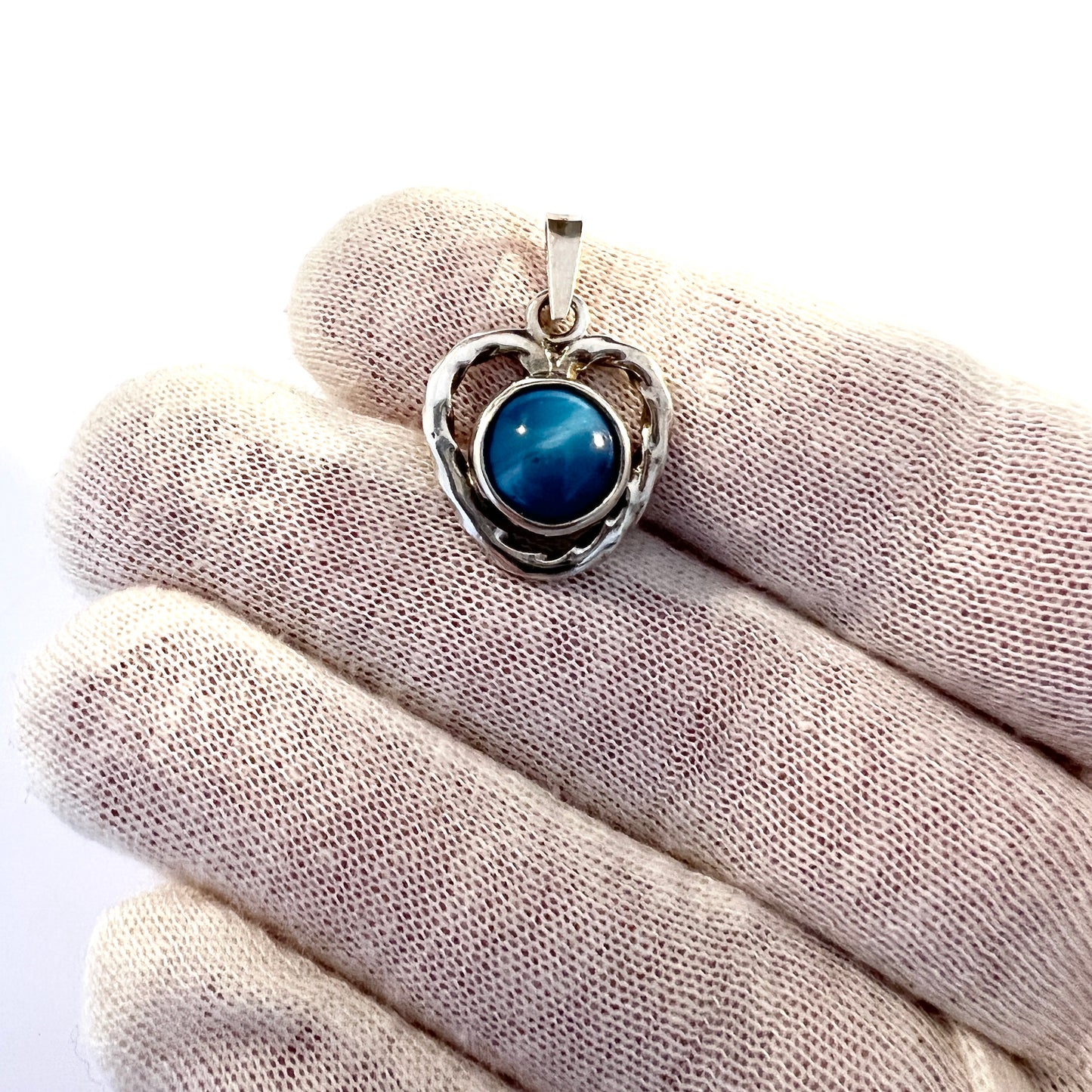 Nordström, Sweden 1970s. Vintage Sterling Silver Bergslagen-stone Heart Pendant.