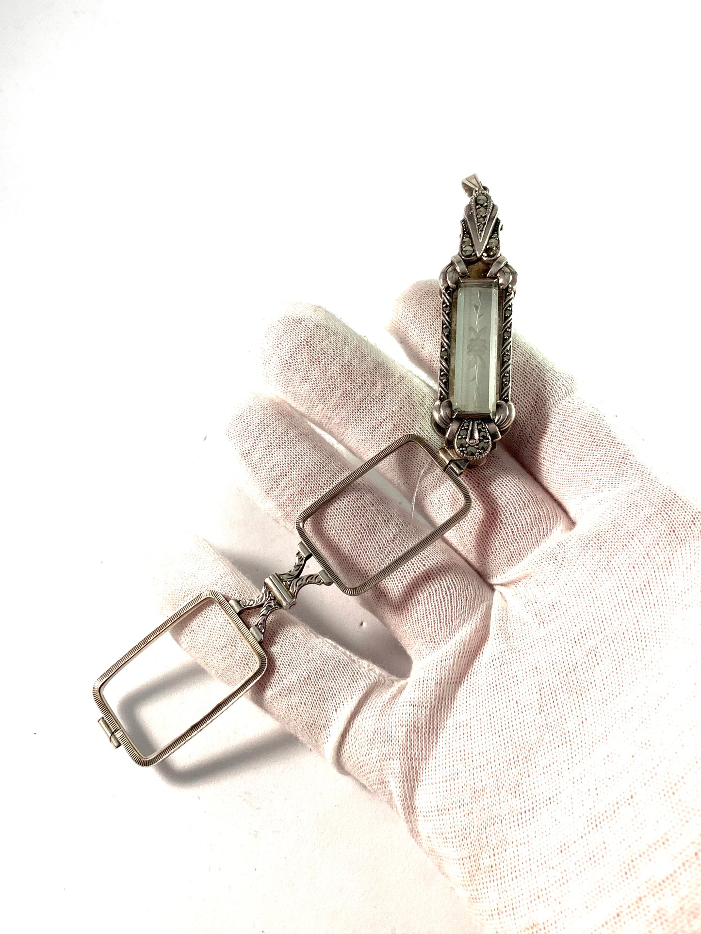 Ceson, Sweden 1949 Sterling Silver Folding Lorgnette Pendant