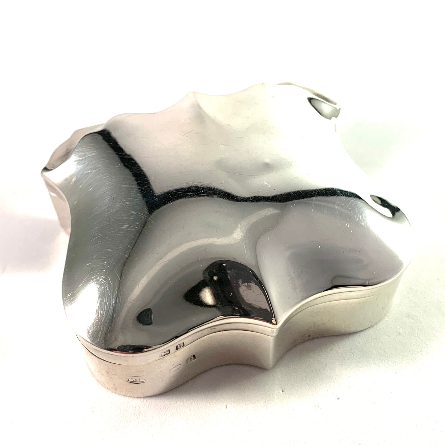 Mitchell Bosley & Co, Birmingham 1912 Art Nouveau Sterling Silver Jewelry Watch Box.