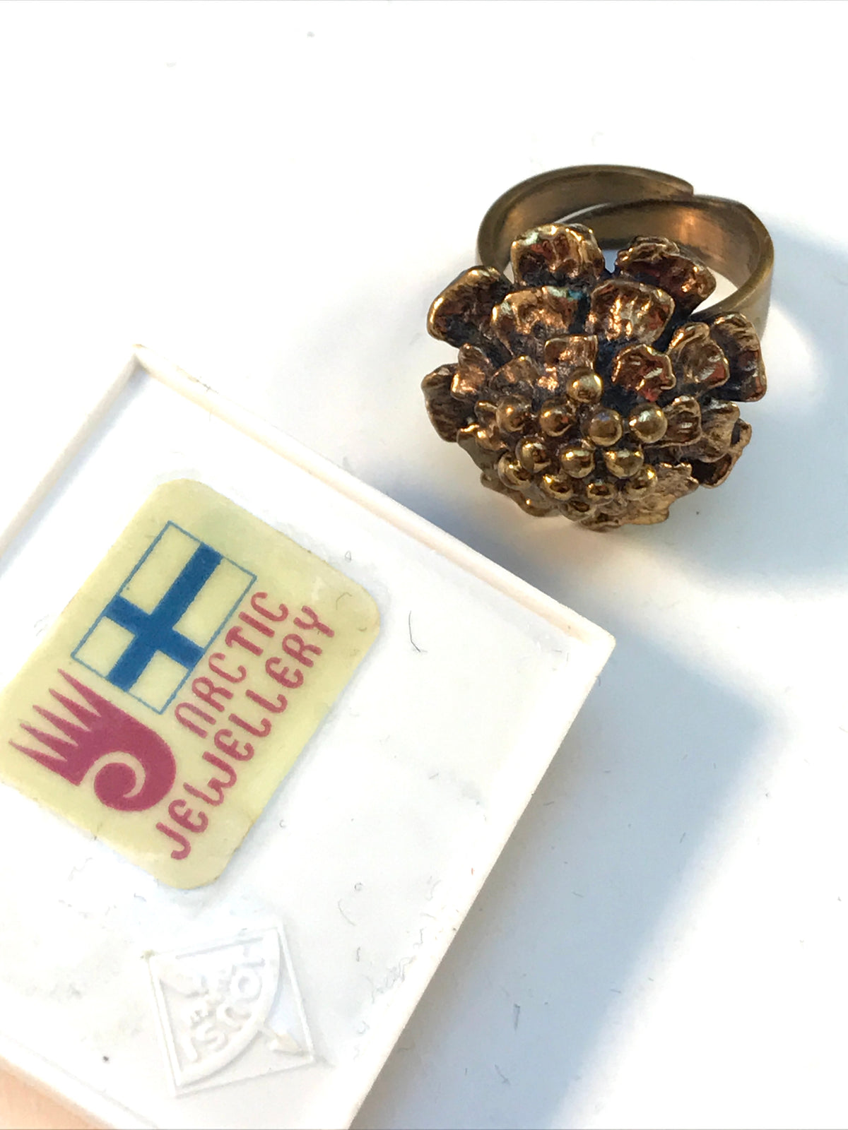 Hannu Ikonen Finland 1970s Rare Organic Bronze Ring. Boxed.