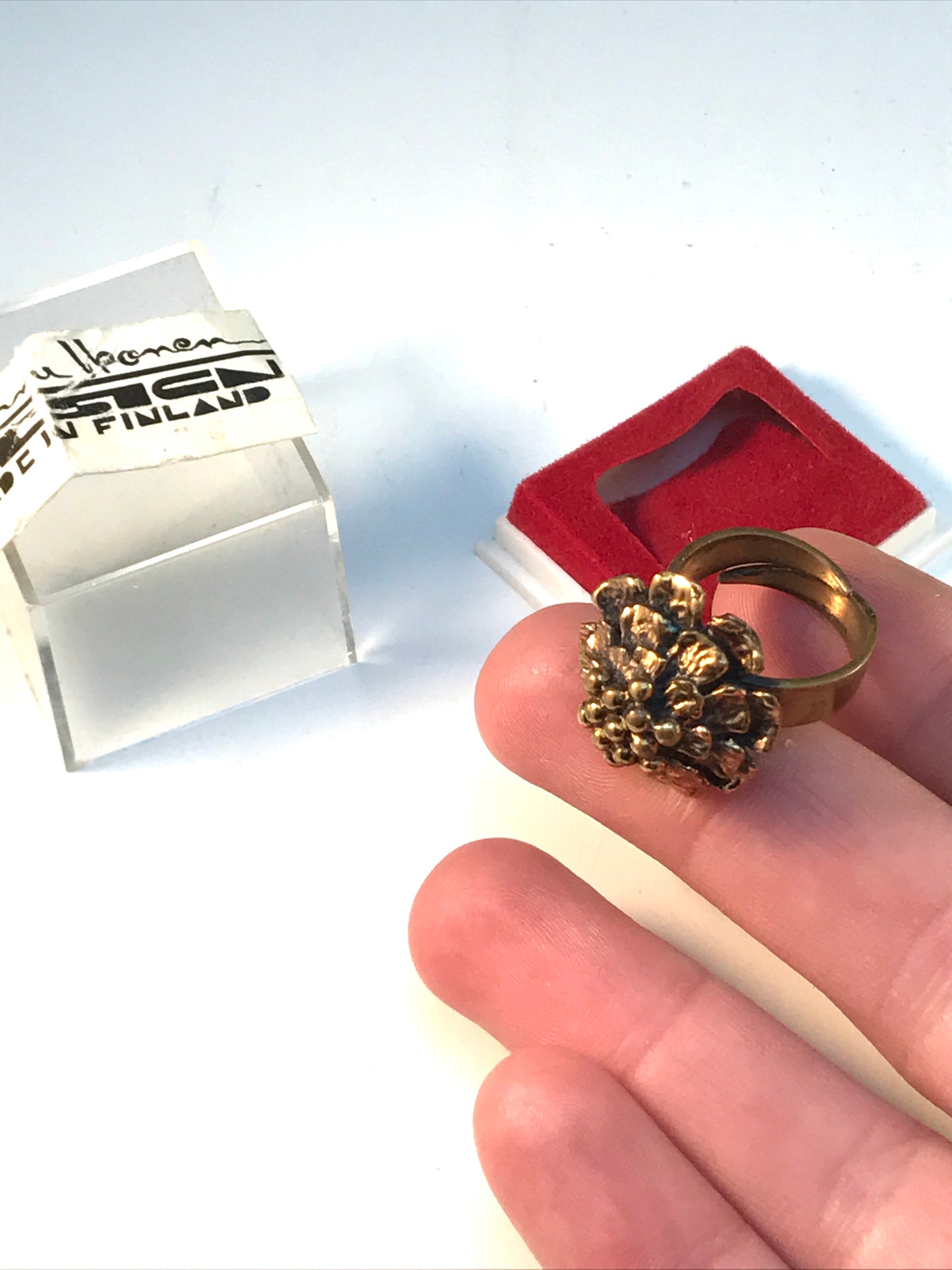 Hannu Ikonen フィンランド 1970年代の希少なオーガニックブロンズリング。箱入り。