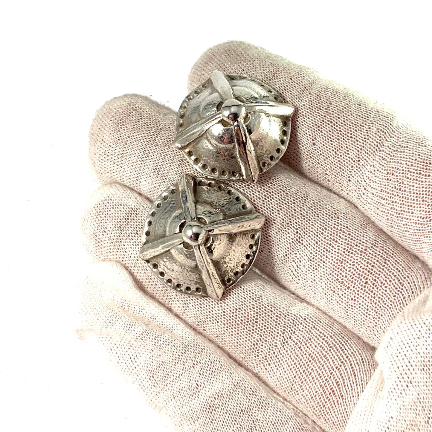 Bernhard Hertz, Sweden year 1911. Antique Pair of Silver Cufflinks.