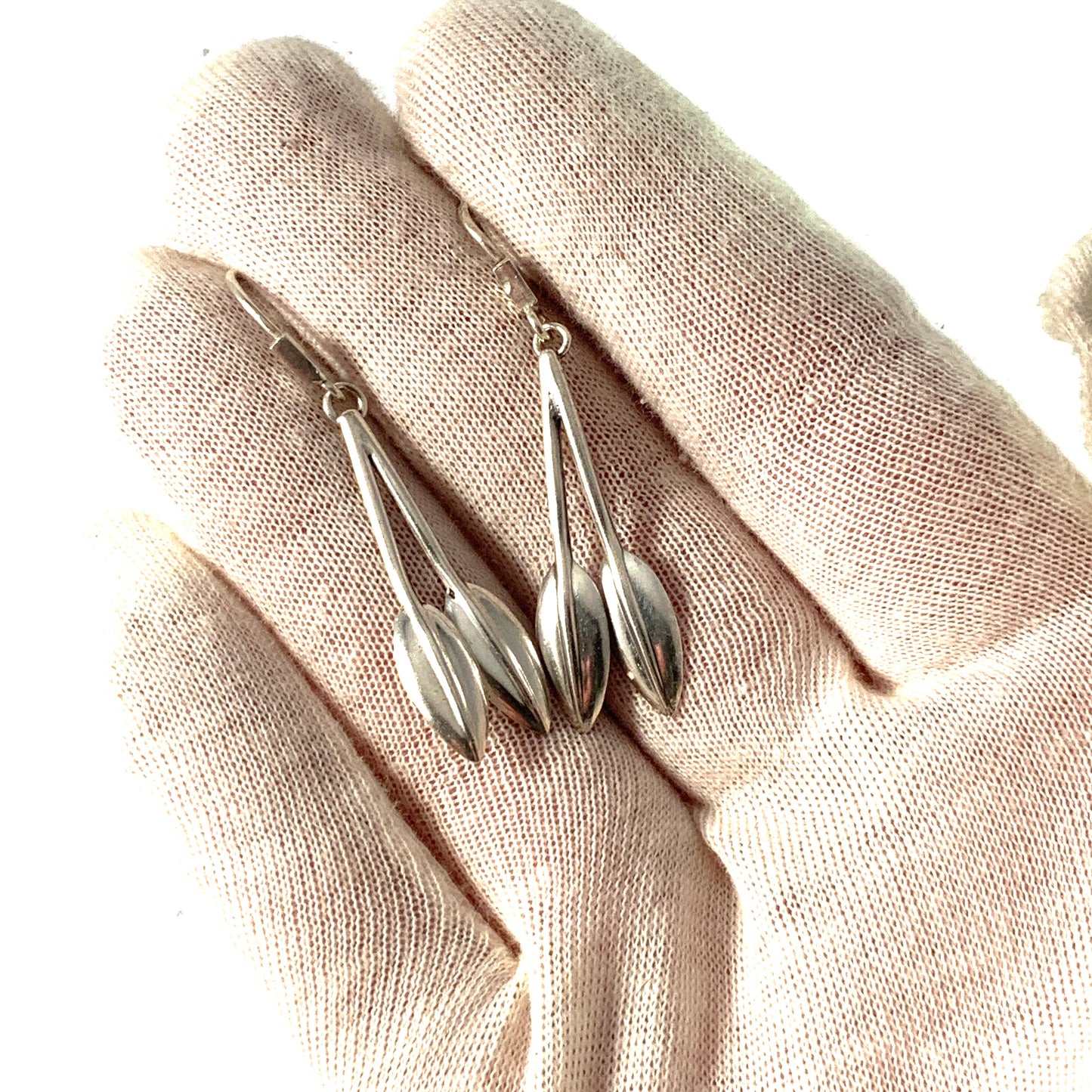 Heribert Engelbert, Stockholm 1954. Vintage Mid Century Sterling Silver Earrings.