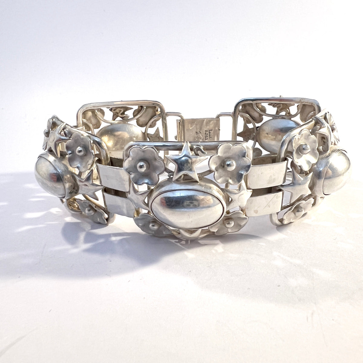 Lauritz Jensen, Copenhagen, Denmark 1940s. Large Solid Silver Bracelet.