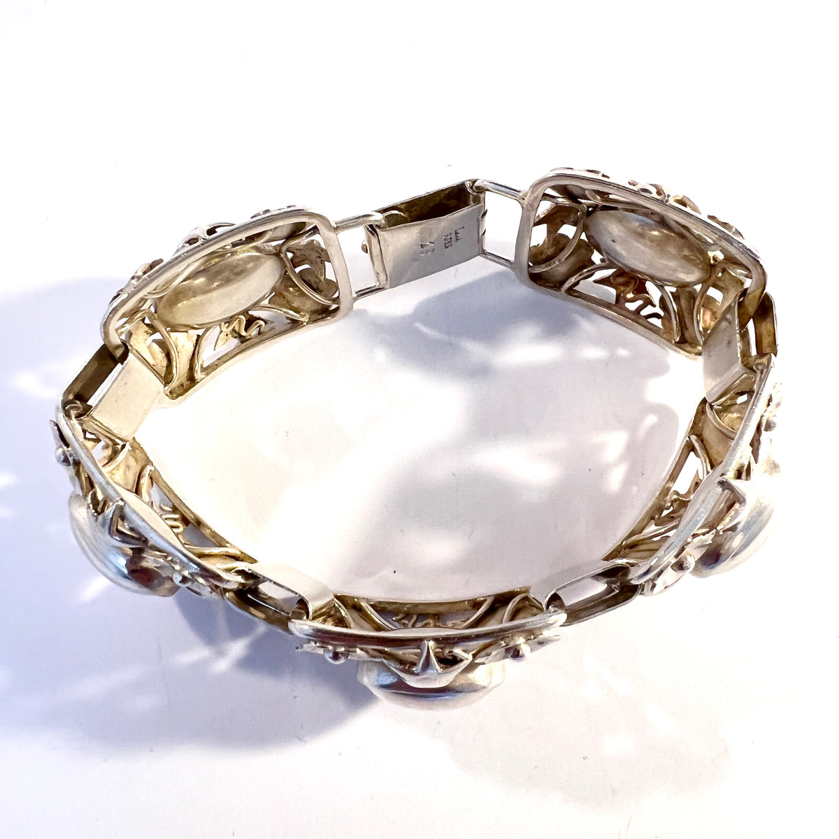 Lauritz Jensen, Copenhagen, Denmark 1940s. Large Solid Silver Bracelet.