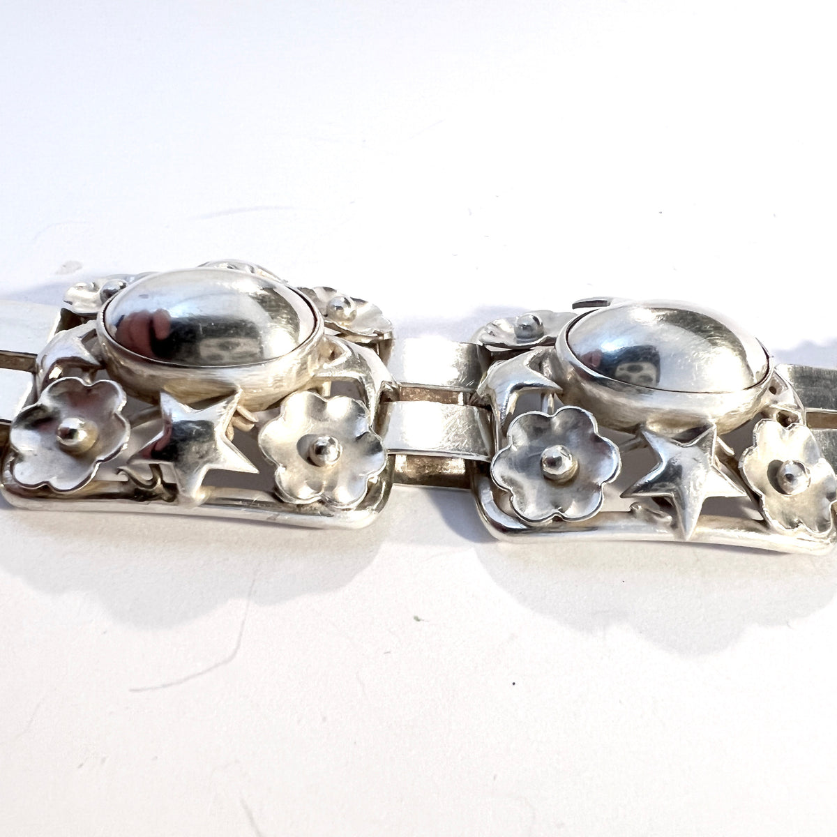Lauritz Jensen, Copenhagen, Denmark 1940s. Large Solid Silver Bracelet.
