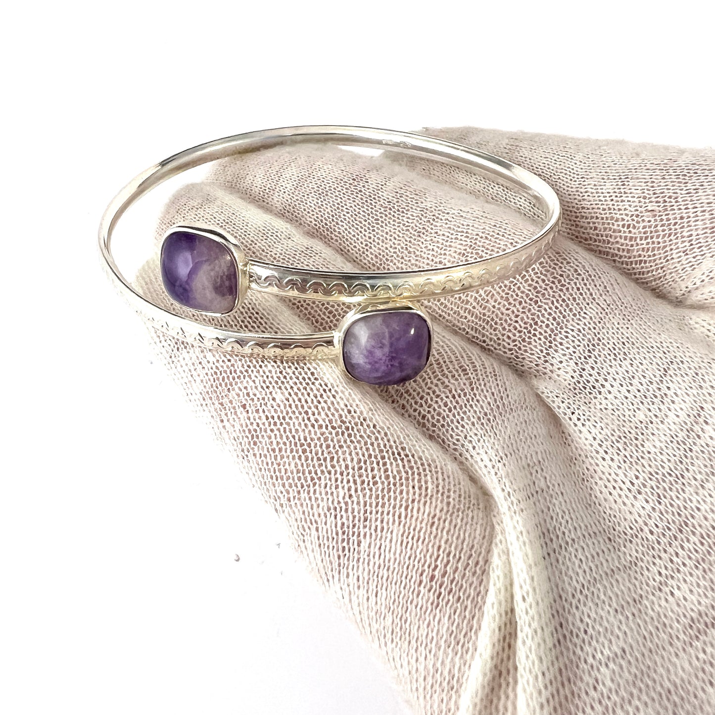Germany / Austria 1960s. Vintage 835 Silver Amethyst Bracelet.