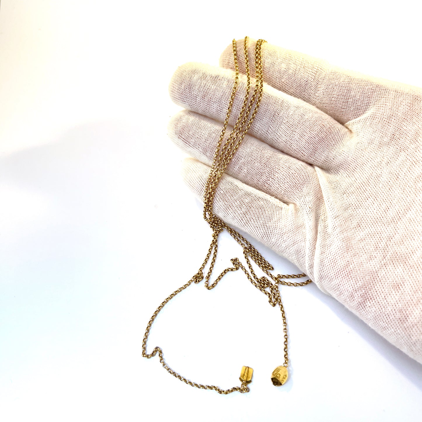 Sweden year 1827. Antique Georgian 18k Gold 60" Longuard Chain Necklace.