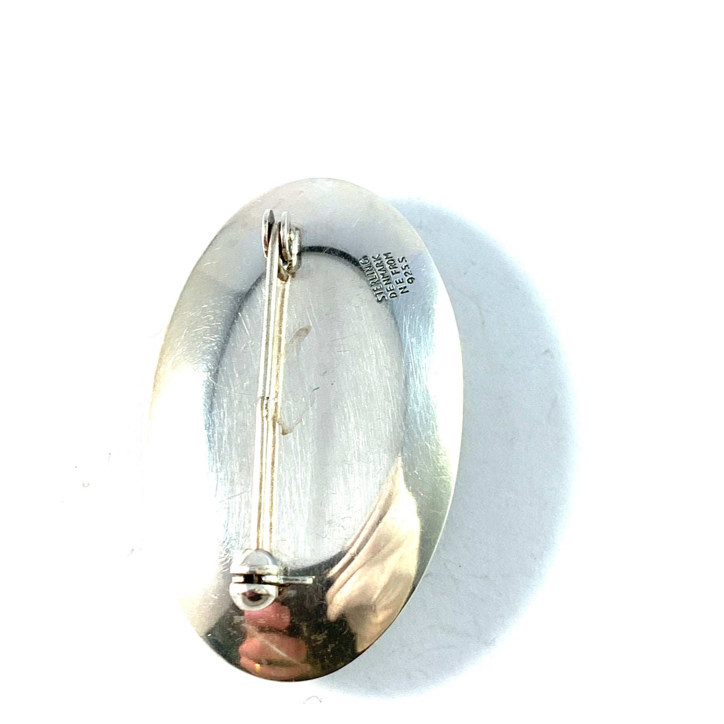 Niels Erik From, Denmark c 1950s Sterling Silver Tiger Eye Brooch.