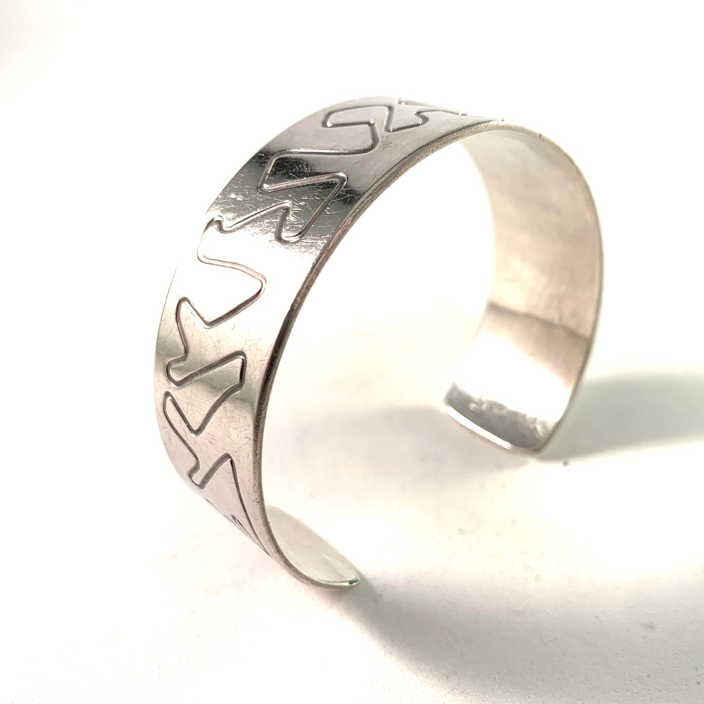 Carlman, Stockholm 1953 Mid Century Modern Sterling Silver Cuff Bracelet.