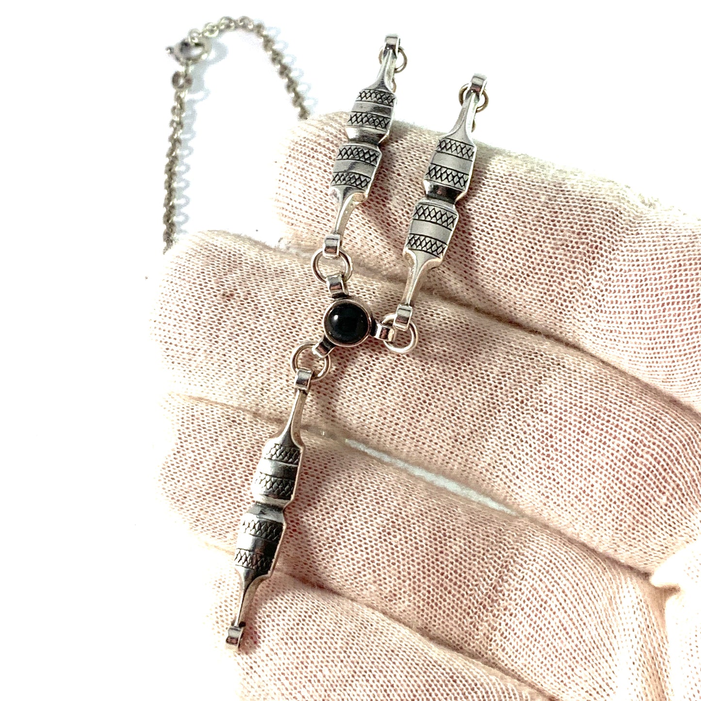 Kalevala Koru, Finland. Vintage Sterling Silver Spectrolite Necklace.