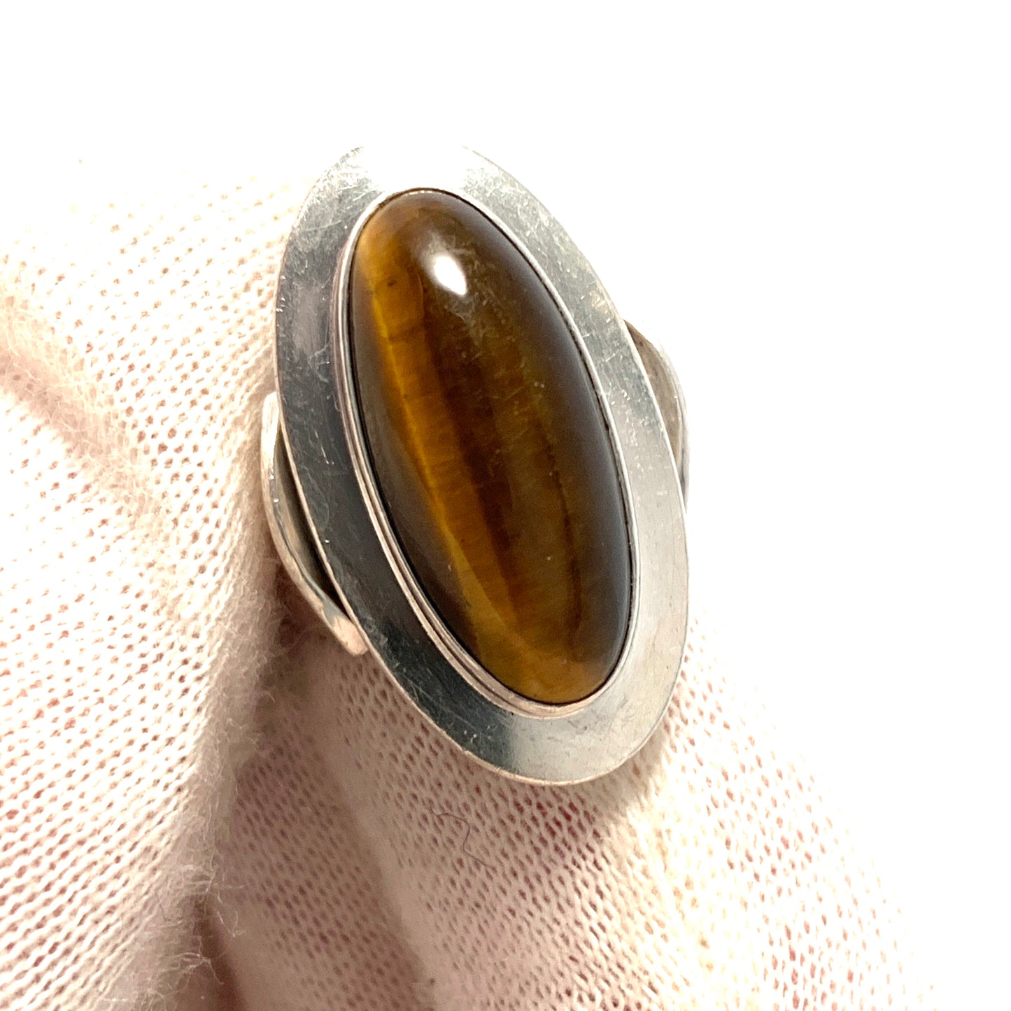Niels Erik From, Denmark 1950-60s Sterling Silver Tiger's Eye Ring.